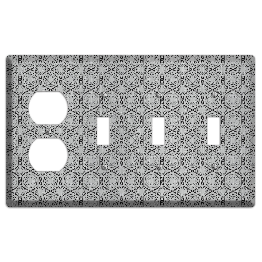 Overly Hexagon Rotation Stainless Steel Duplex / 3 Toggle Wallplate