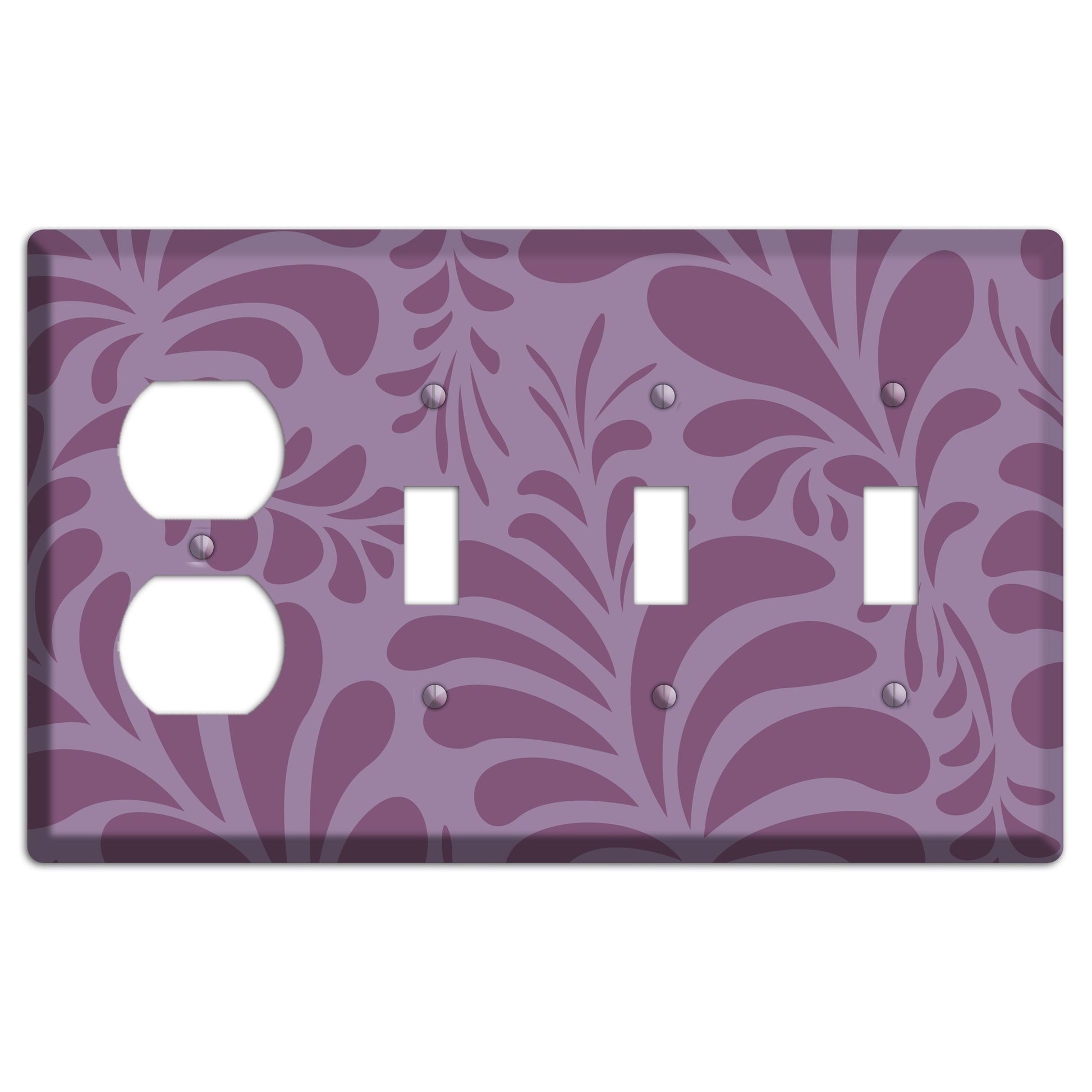 Purple Herati Duplex / 3 Toggle Wallplate