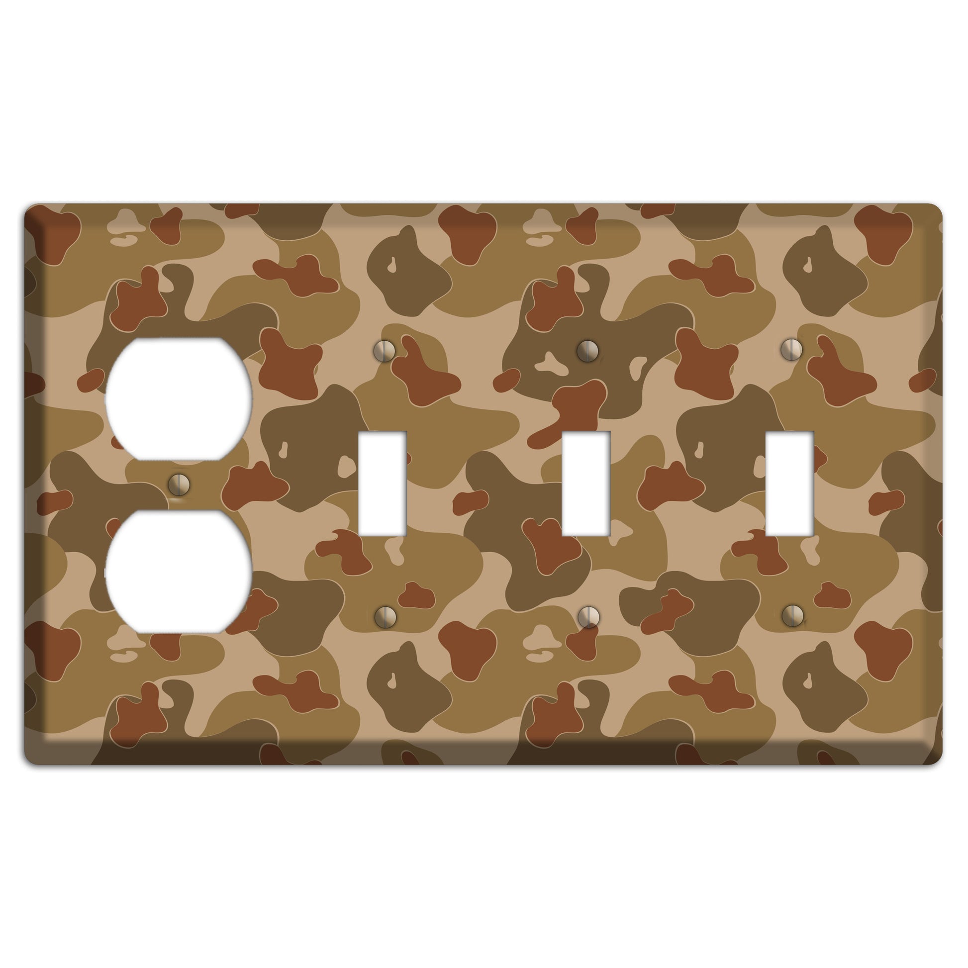 Earth Brown Camo Duplex / 3 Toggle Wallplate