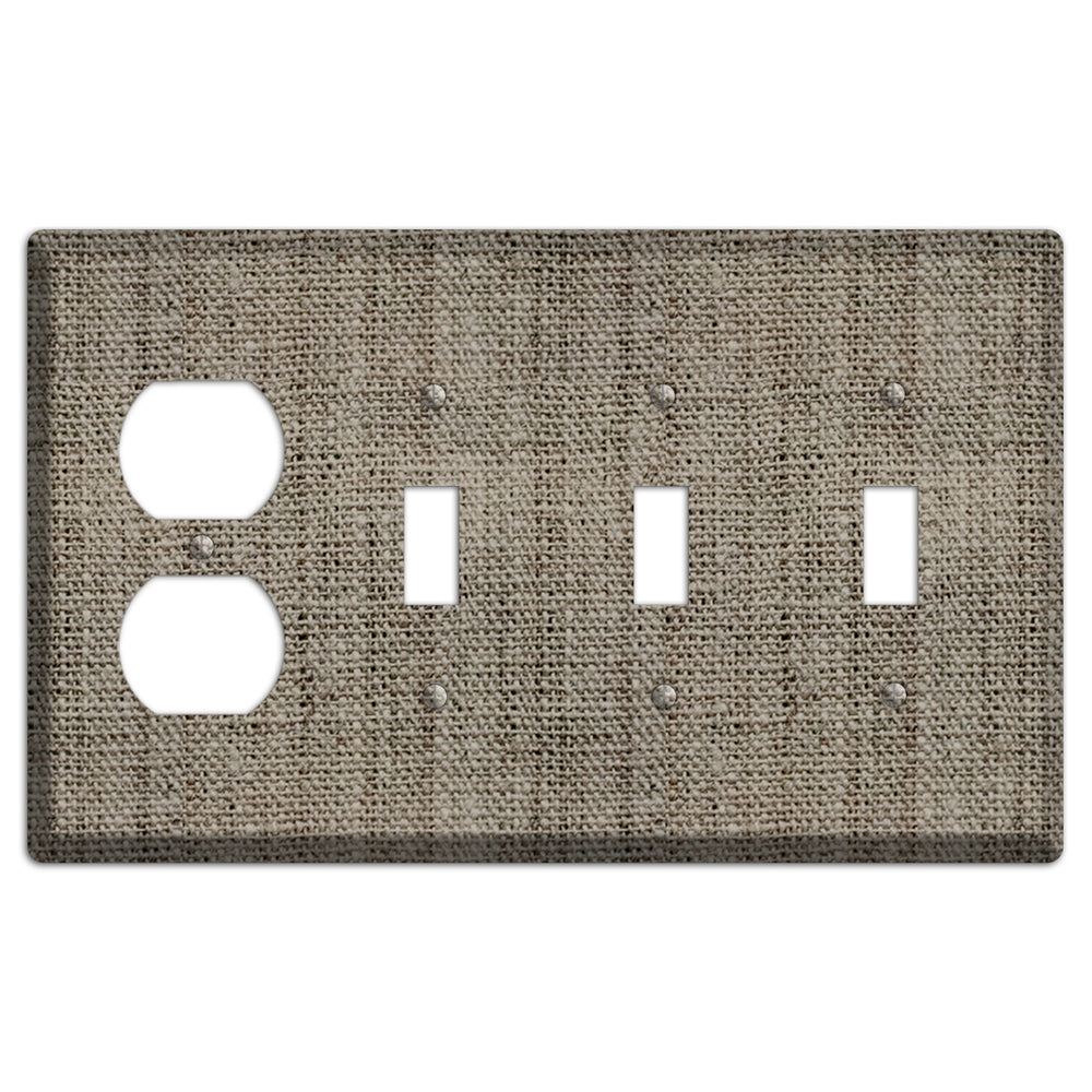 Makara Burlap Duplex / 3 Toggle Wallplate