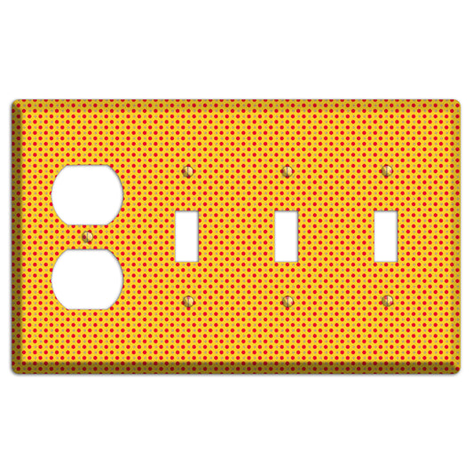 Orange with Maroon Tiny Polka Dots Duplex / 3 Toggle Wallplate