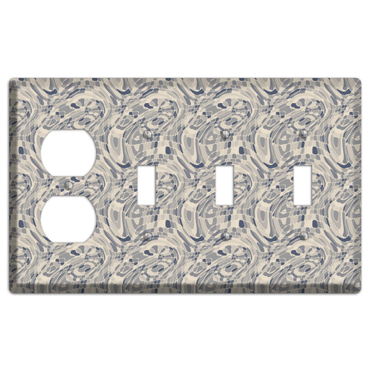 Blue and Beige Abstract 2 Duplex / 3 Toggle Wallplate
