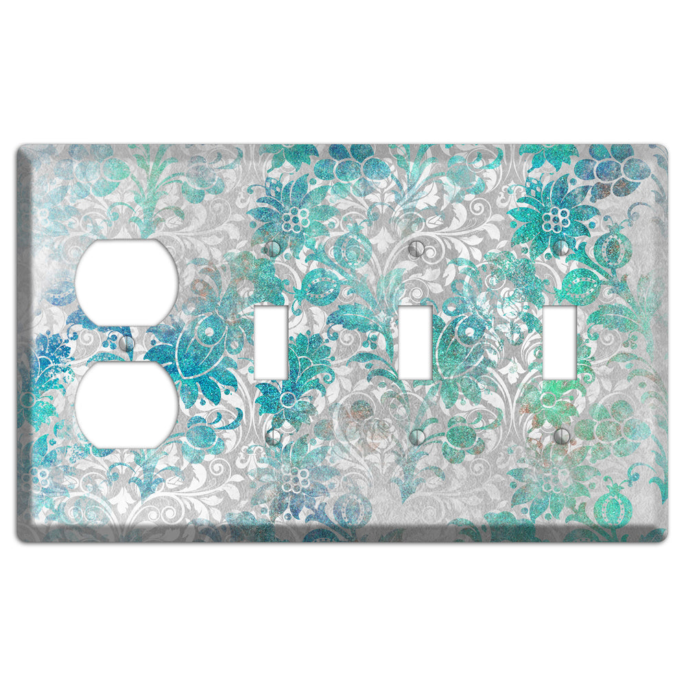 Gulf Stream Whimsical Damask Duplex / 3 Toggle Wallplate