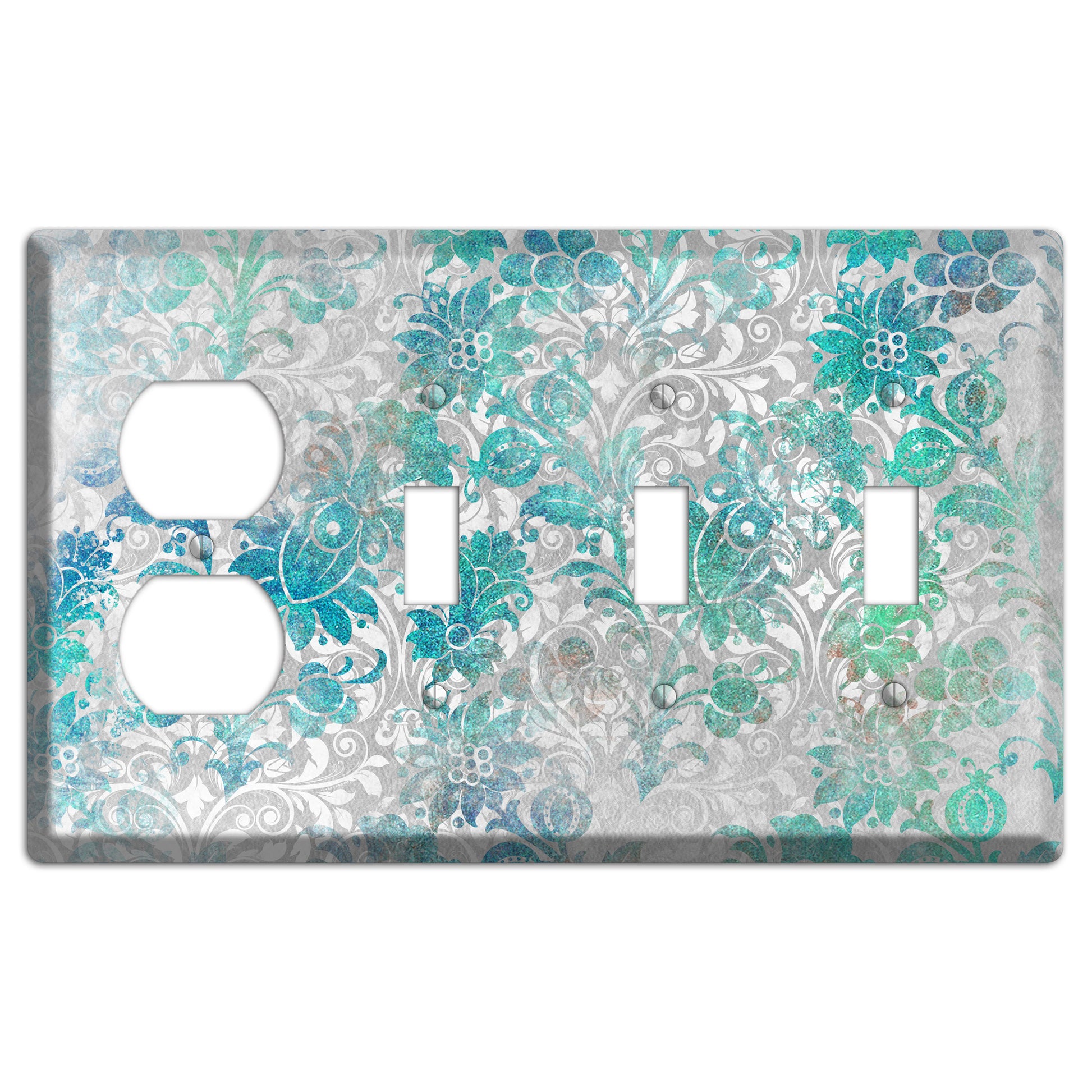 Gulf Stream Whimsical Damask Duplex / 3 Toggle Wallplate