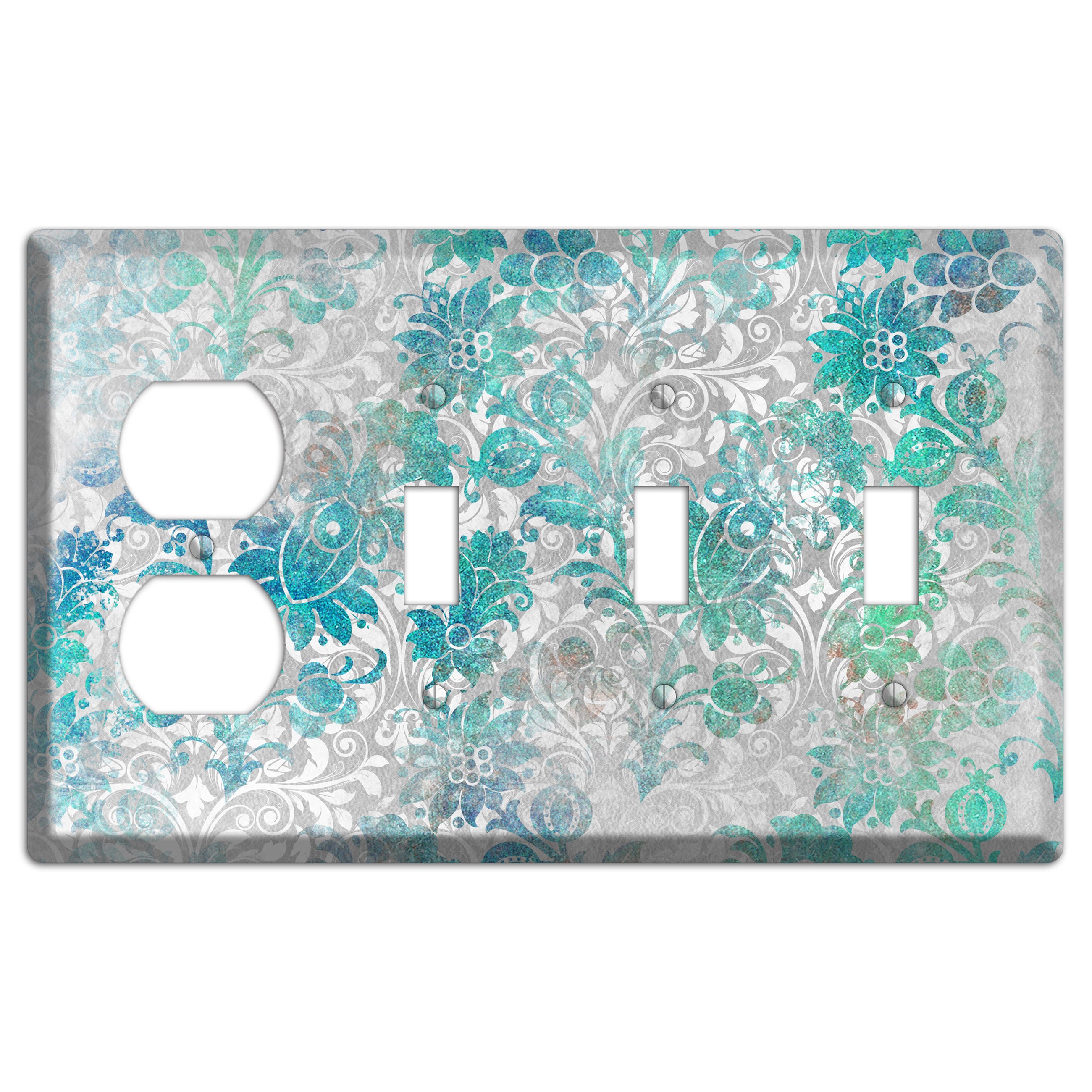 Gulf Stream Whimsical Damask Duplex / 3 Toggle Wallplate
