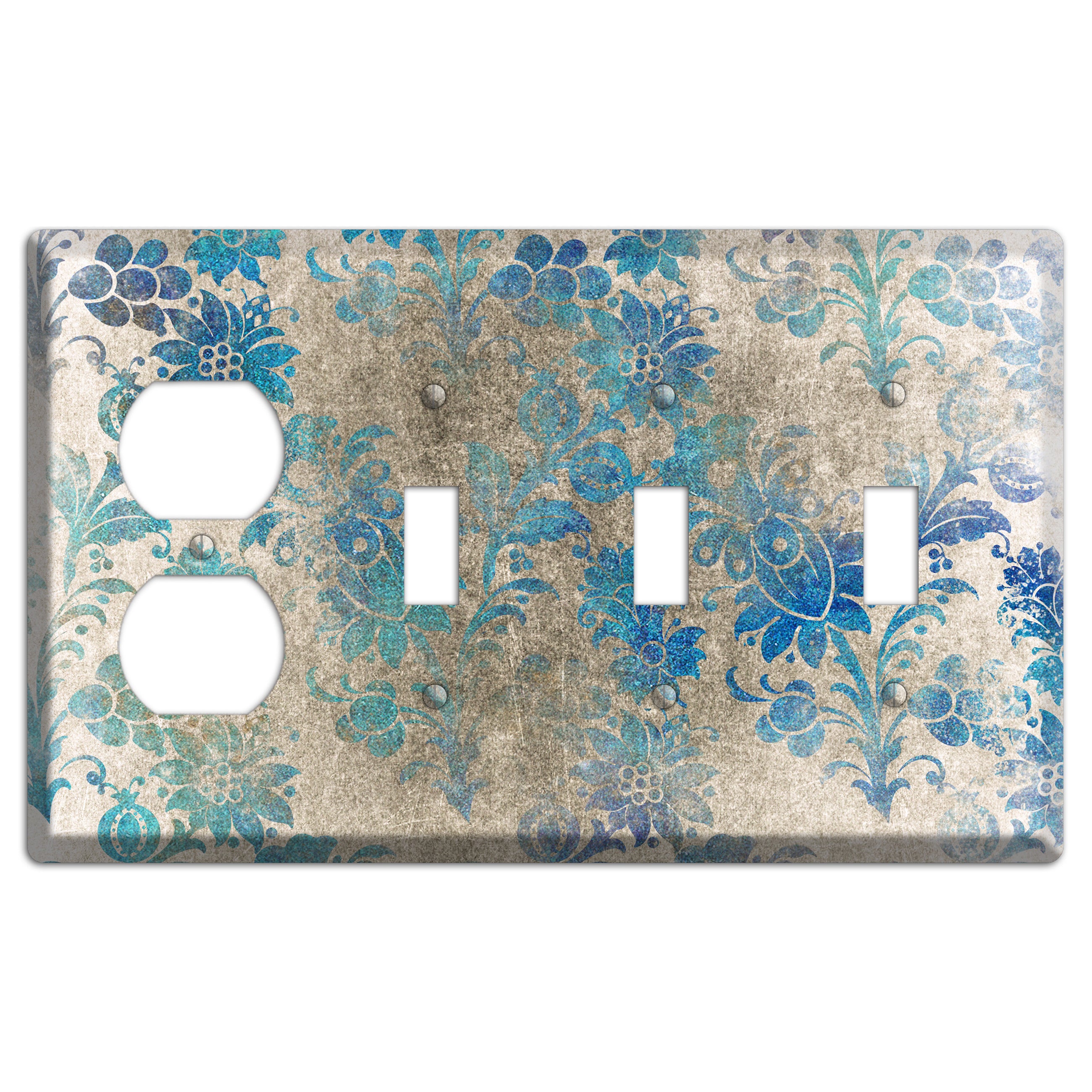 Mantle Whimsical Damask Duplex / 3 Toggle Wallplate