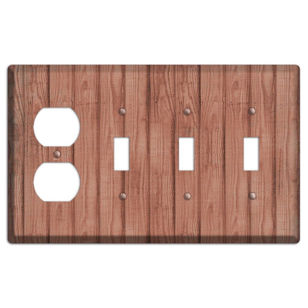 Coral Tree Weathered Wood Duplex / 3 Toggle Wallplate