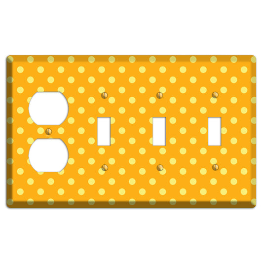Orange and Yellow Polka Dot Duplex / 3 Toggle Wallplate