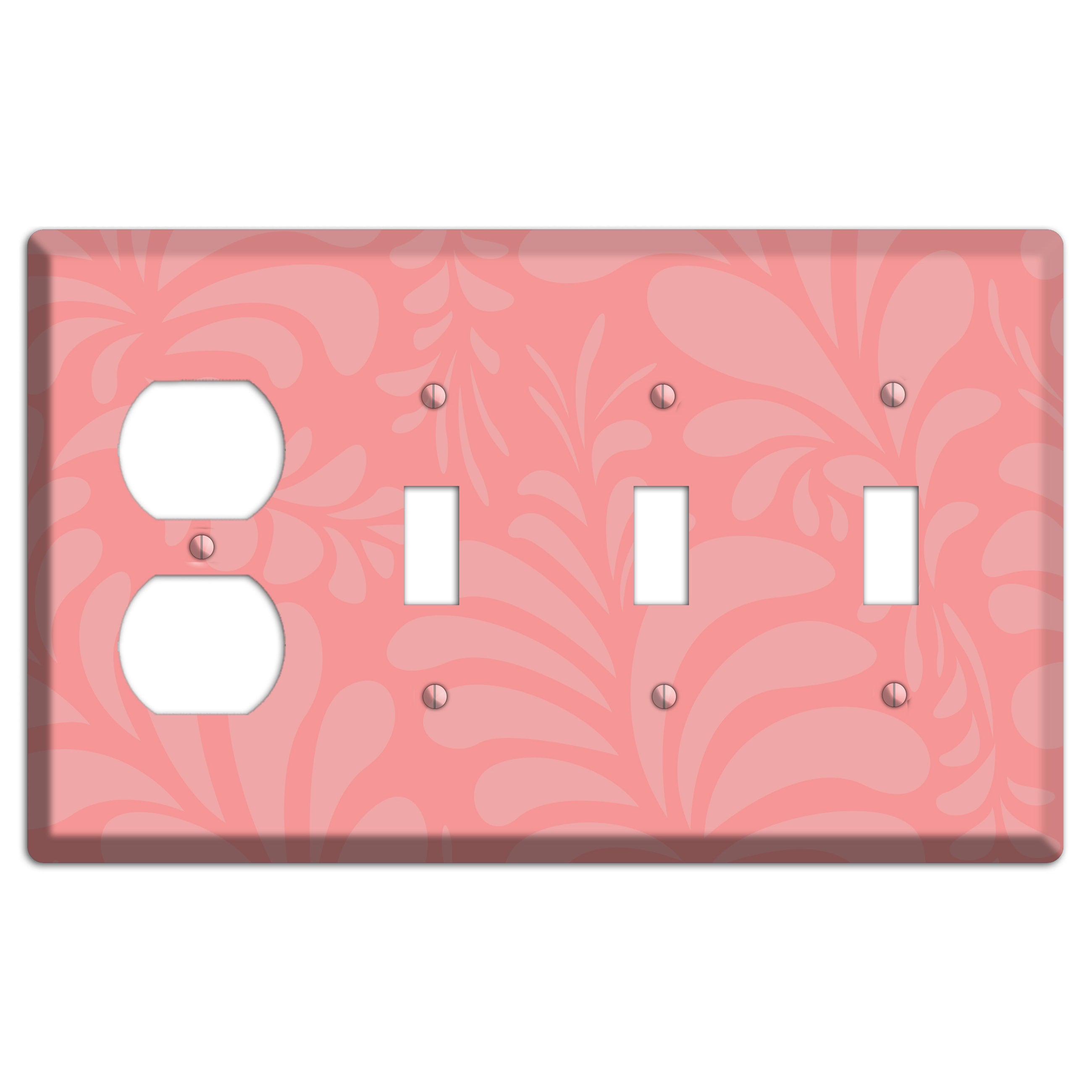 Pink Herati Duplex / 3 Toggle Wallplate