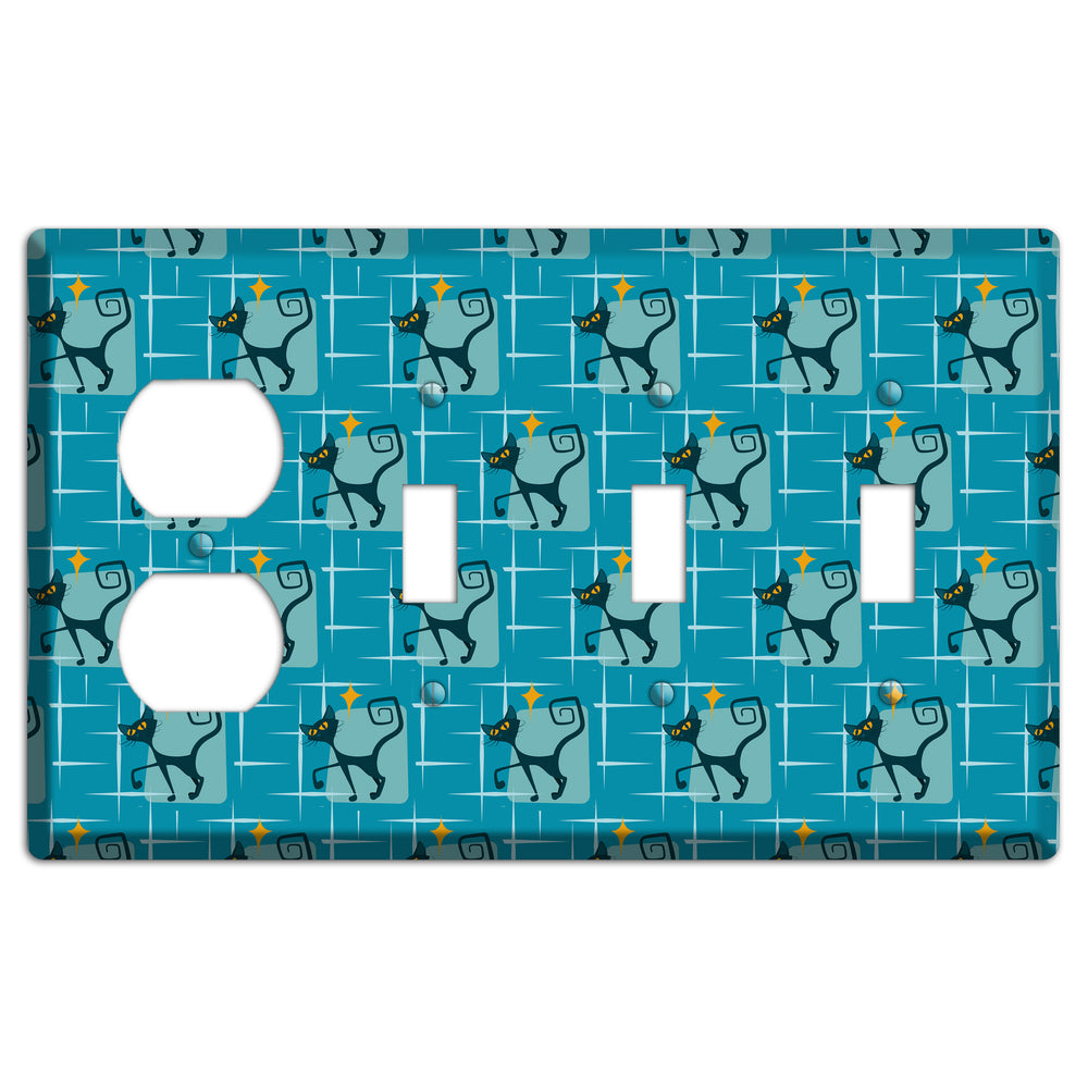 Teal Kitties Duplex / 3 Toggle Wallplate