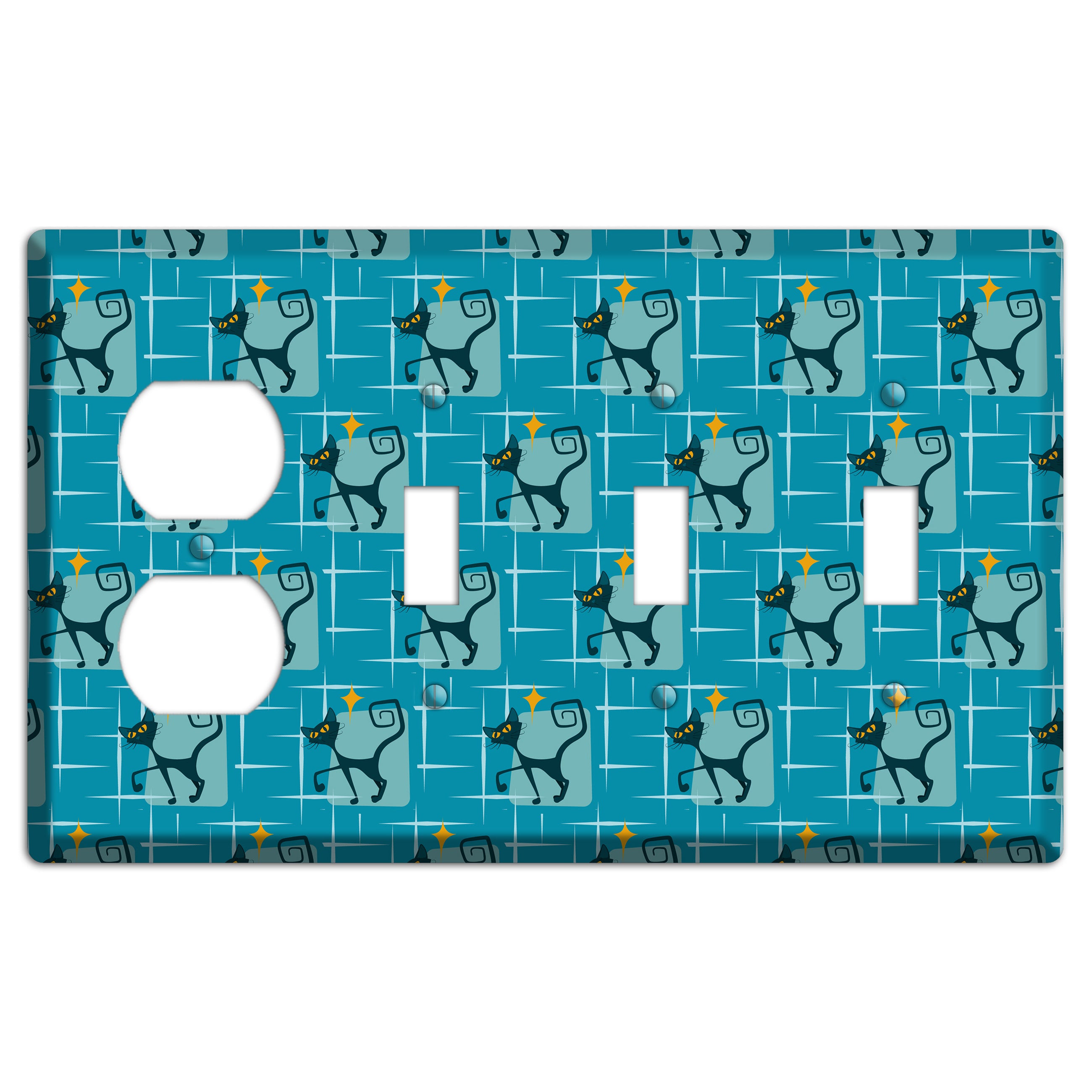 Teal Kitties Duplex / 3 Toggle Wallplate
