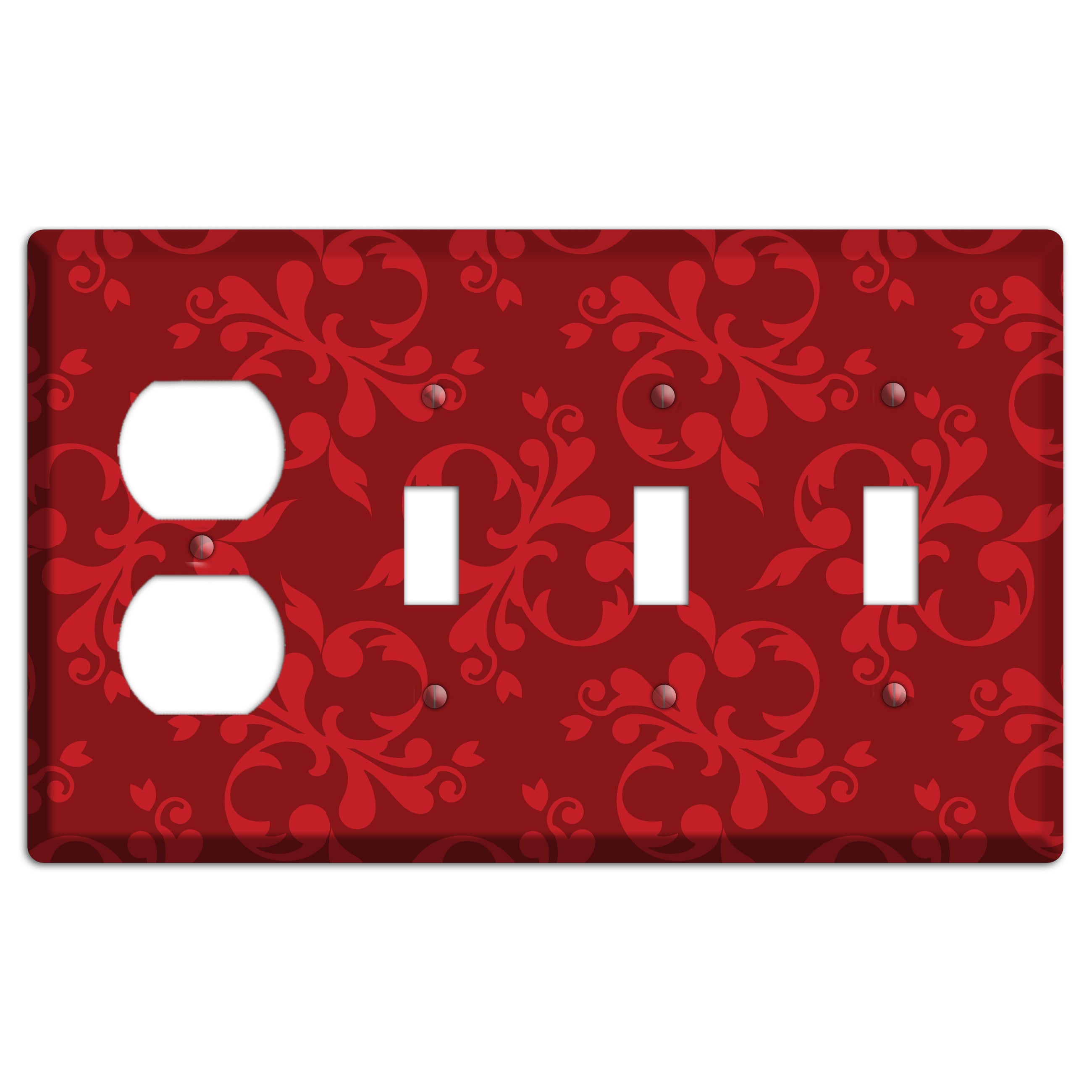 Red Victorian Toile Duplex / 3 Toggle Wallplate
