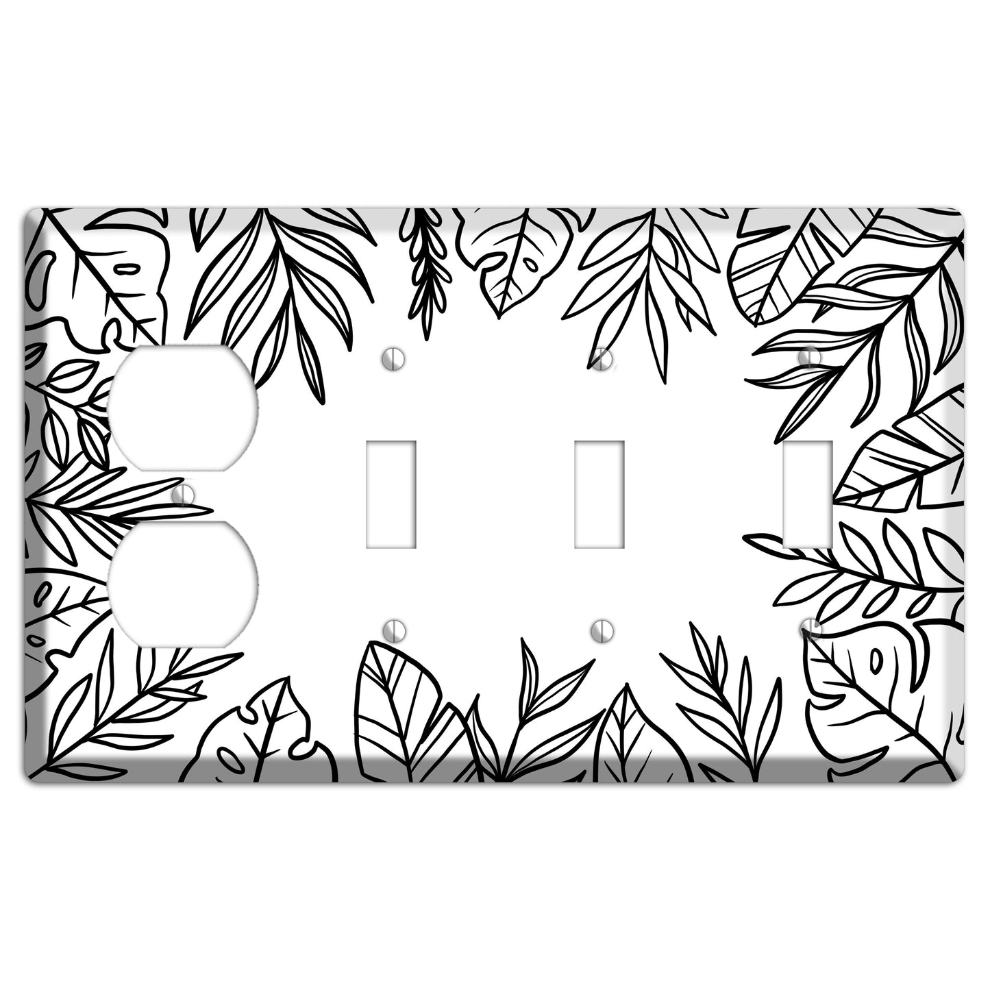 Hand-Drawn Leaves 4 Duplex / 3 Toggle Wallplate