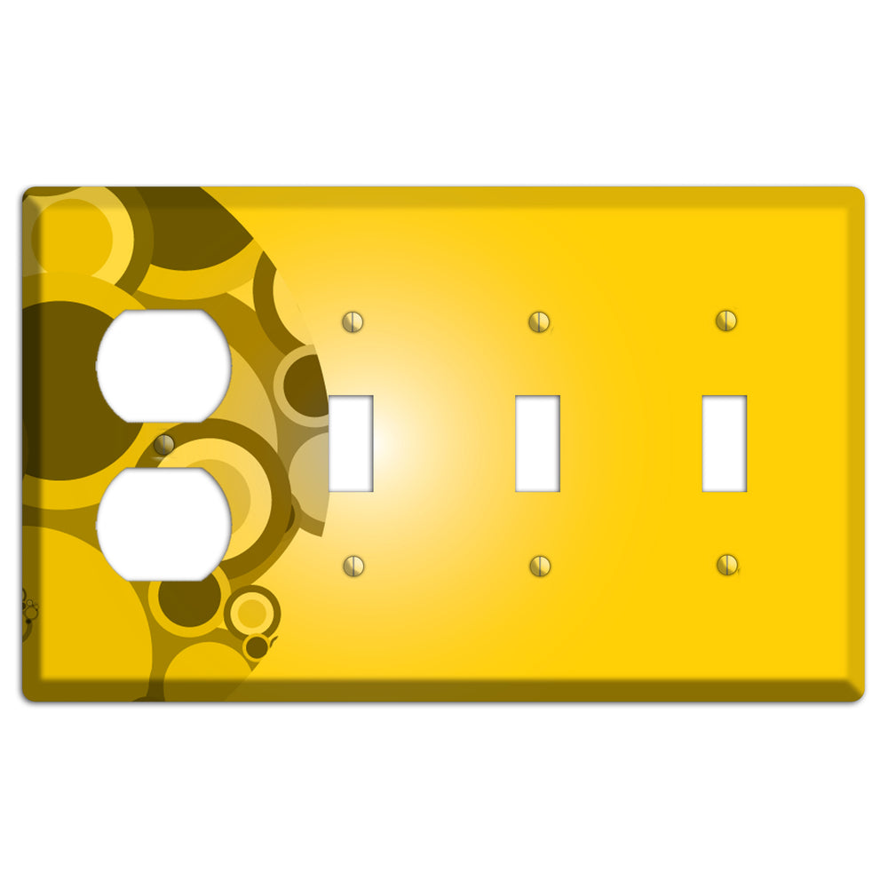 Mustard Yellow Circles Duplex / 3 Toggle Wallplate