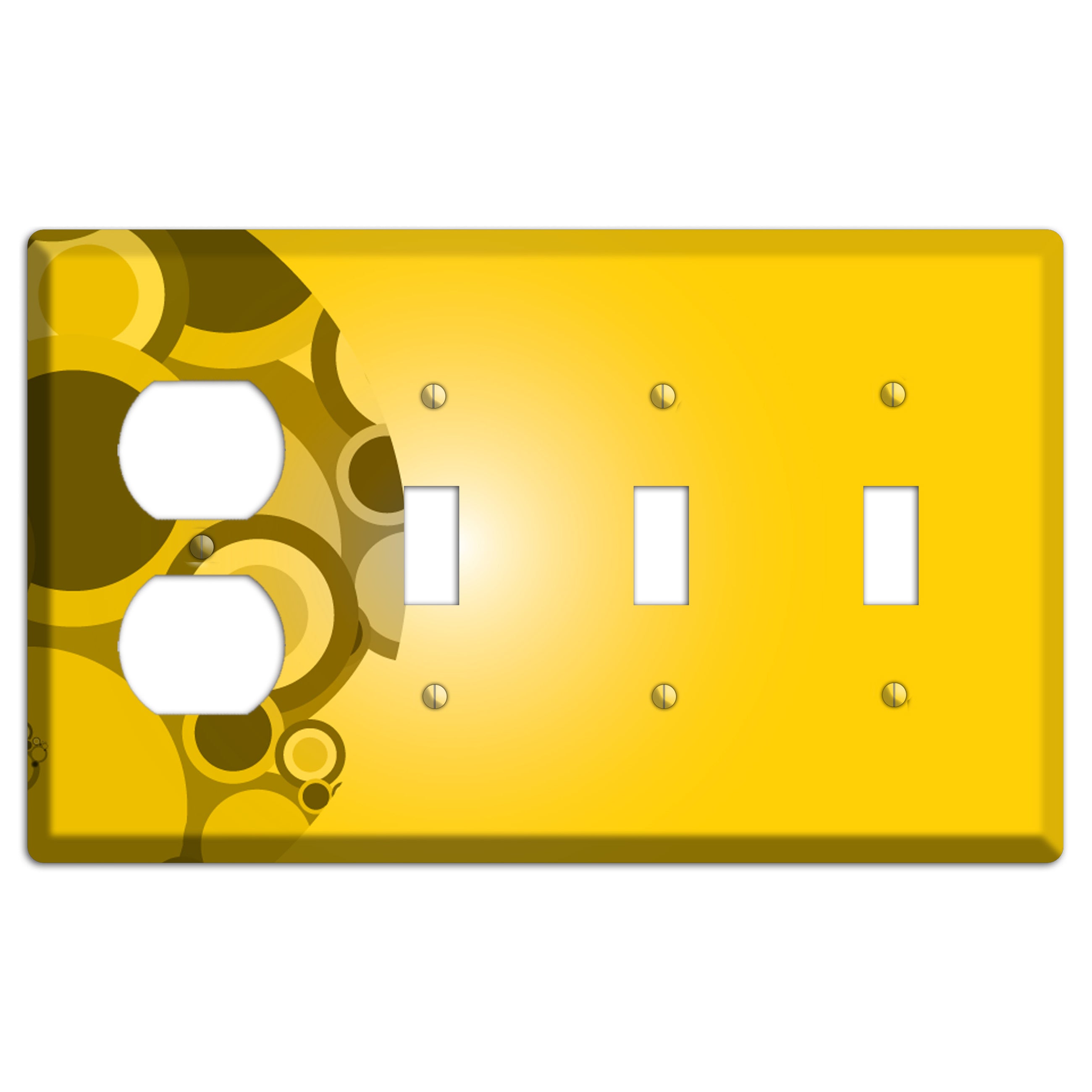 Mustard Yellow Circles Duplex / 3 Toggle Wallplate