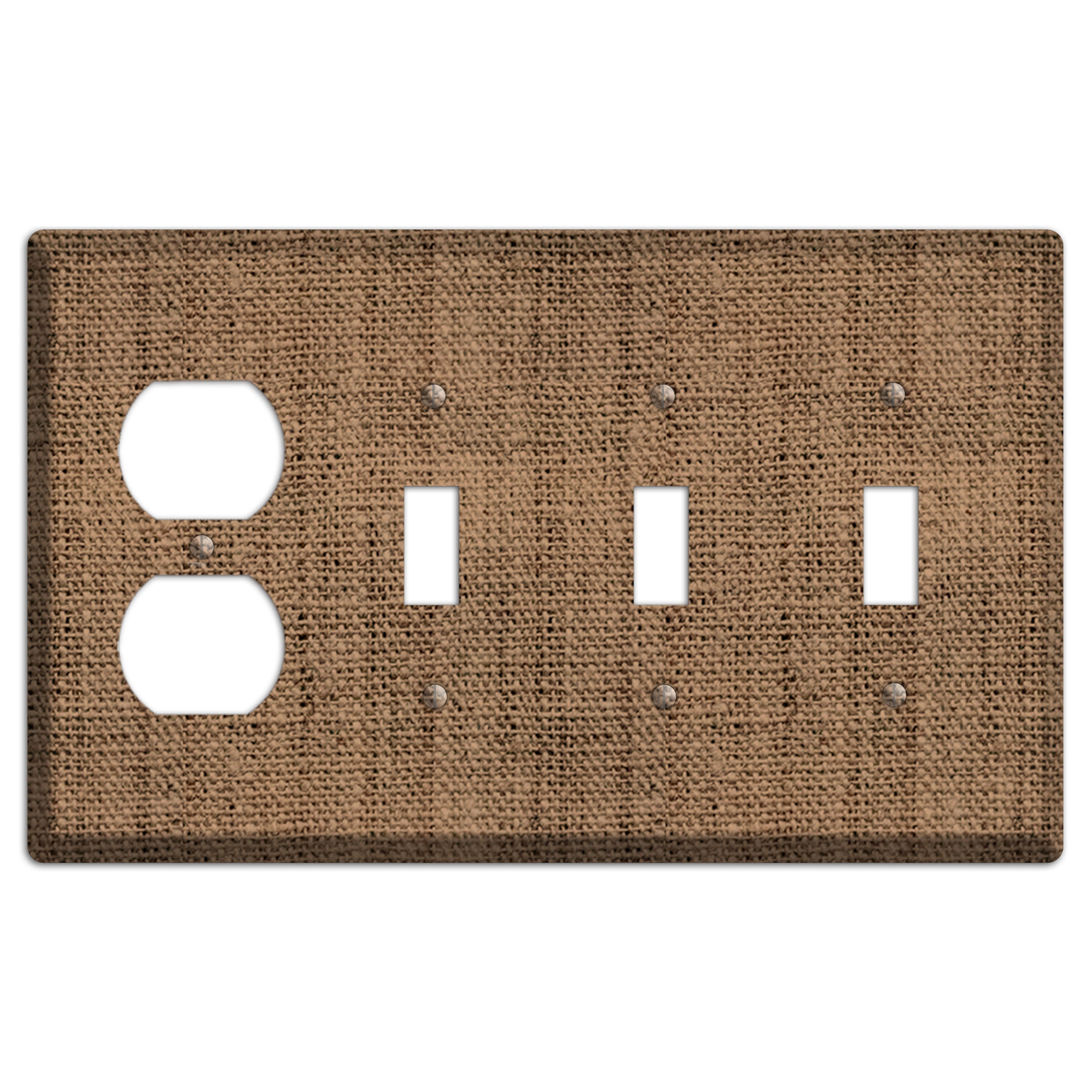 Beaver Burlap Duplex / 3 Toggle Wallplate