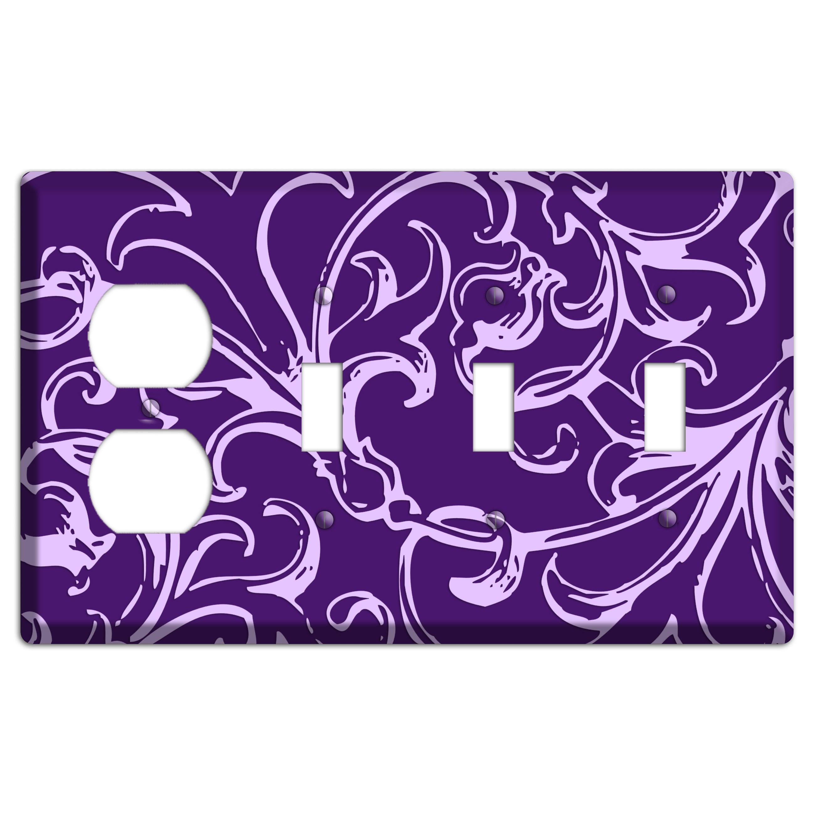 Victorian Purple Duplex / 3 Toggle Wallplate