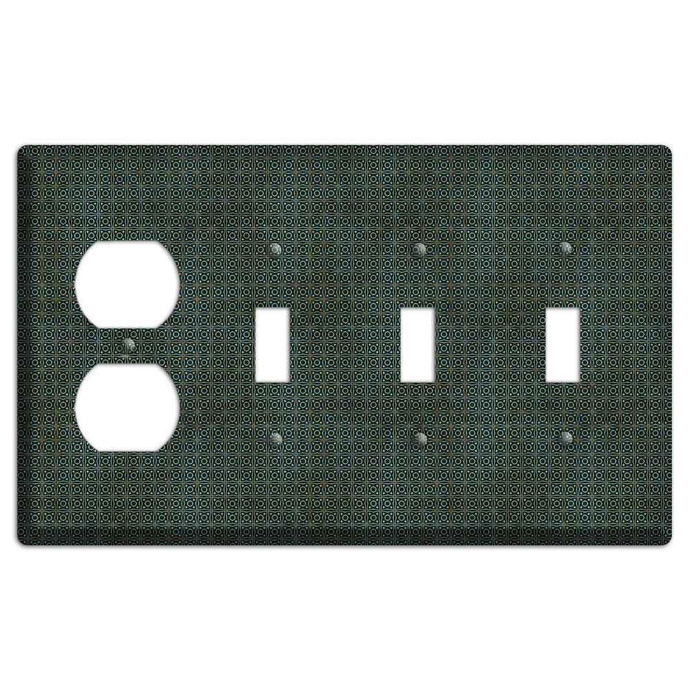 Dark Green Grunge Tiny Tiled Tapestry 4 Duplex / 3 Toggle Wallplate