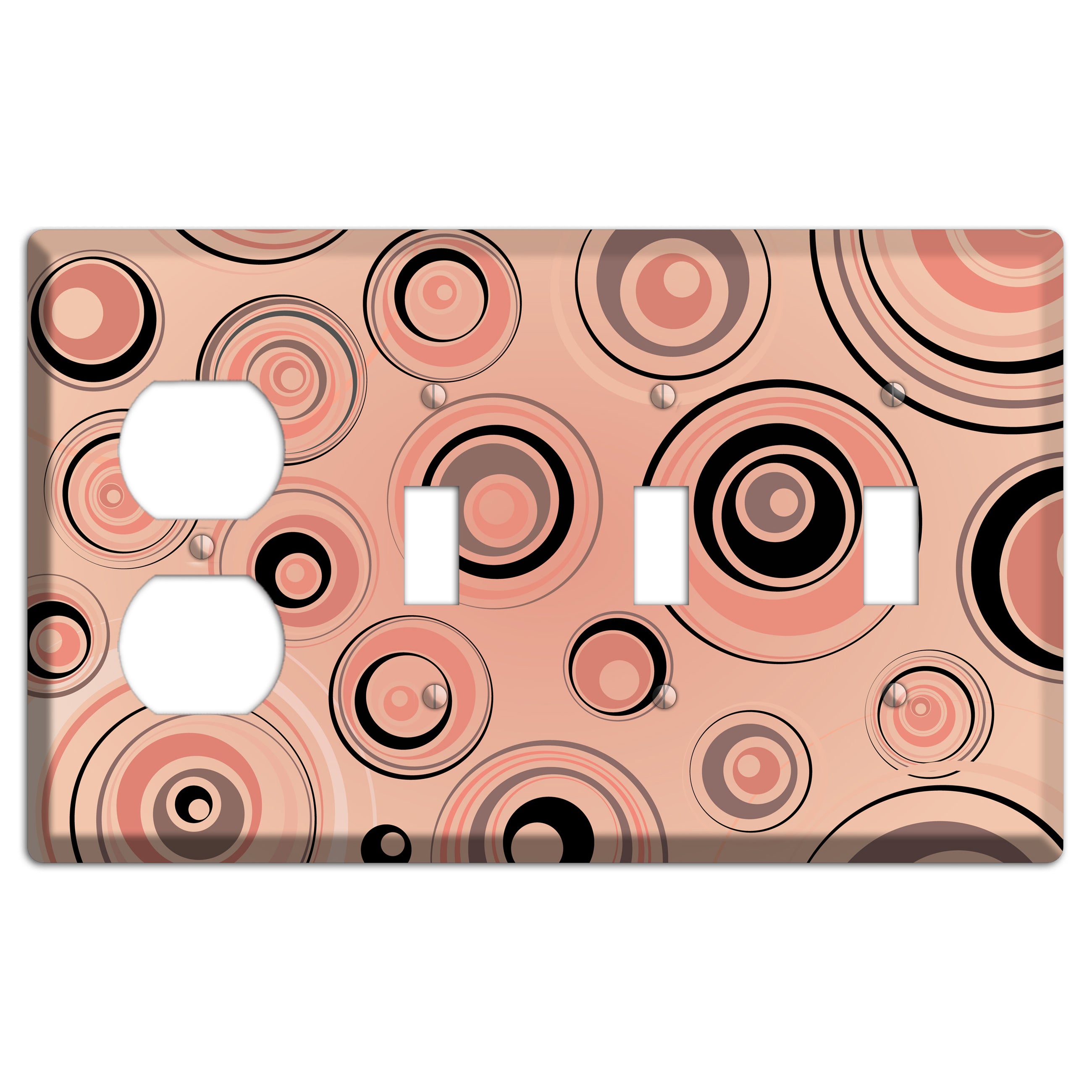 Salmon Circles Duplex / 3 Toggle Wallplate