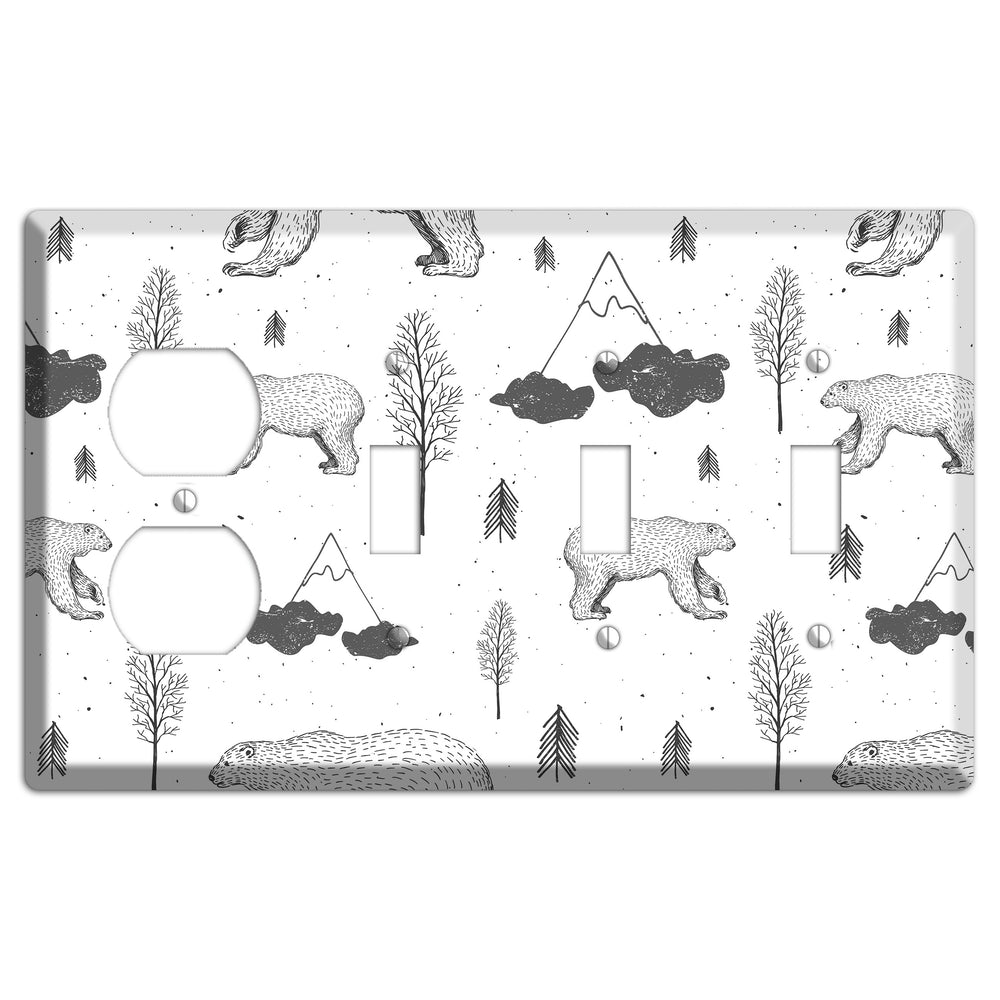 Wildlife Bear Duplex / 3 Toggle Wallplate