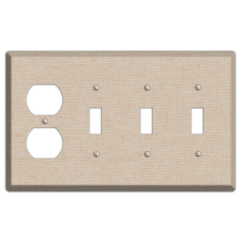 Vanilla Neutral Texture Duplex / 3 Toggle Wallplate