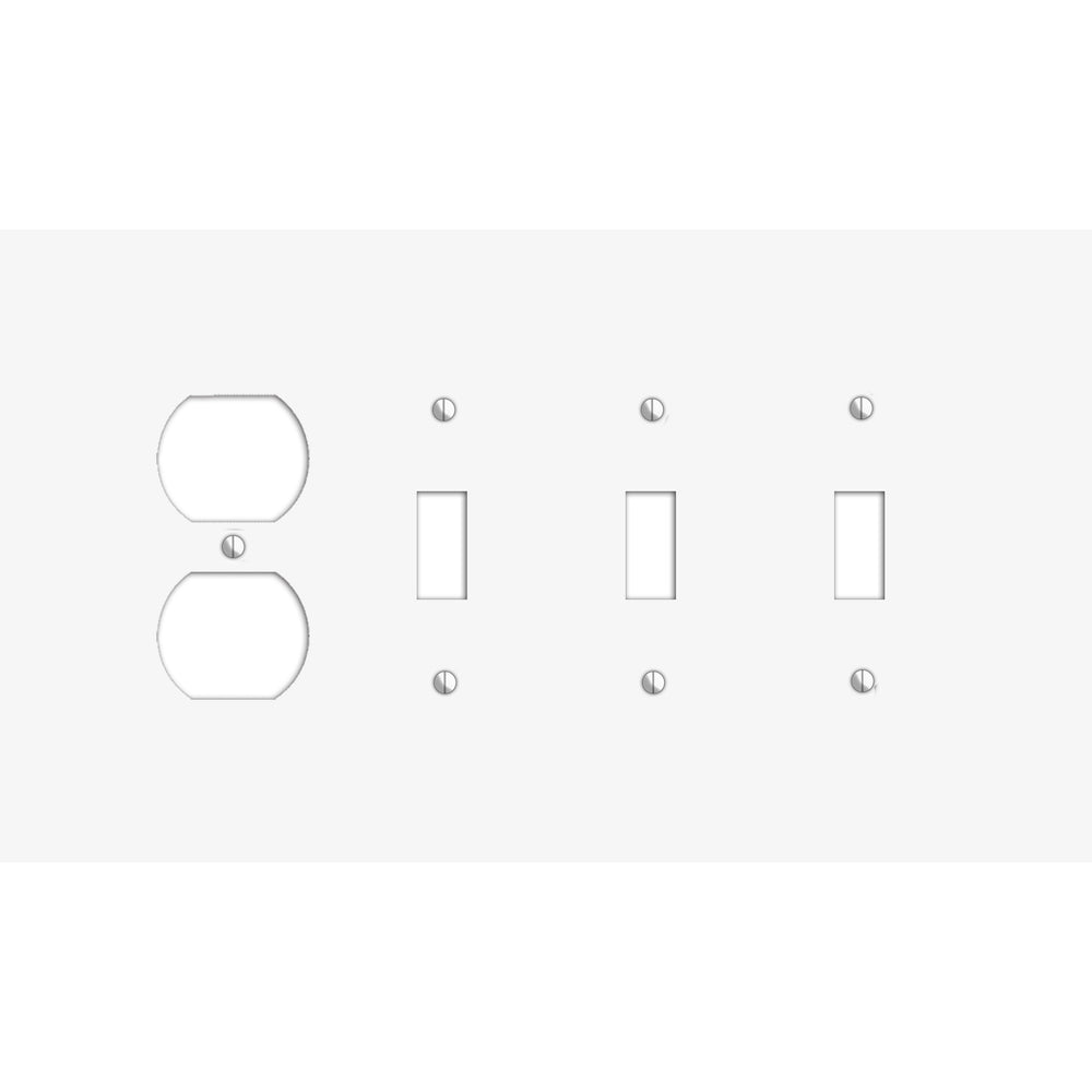 Oversized Discontinued White Metal Duplex / 3 Toggle Wallplate