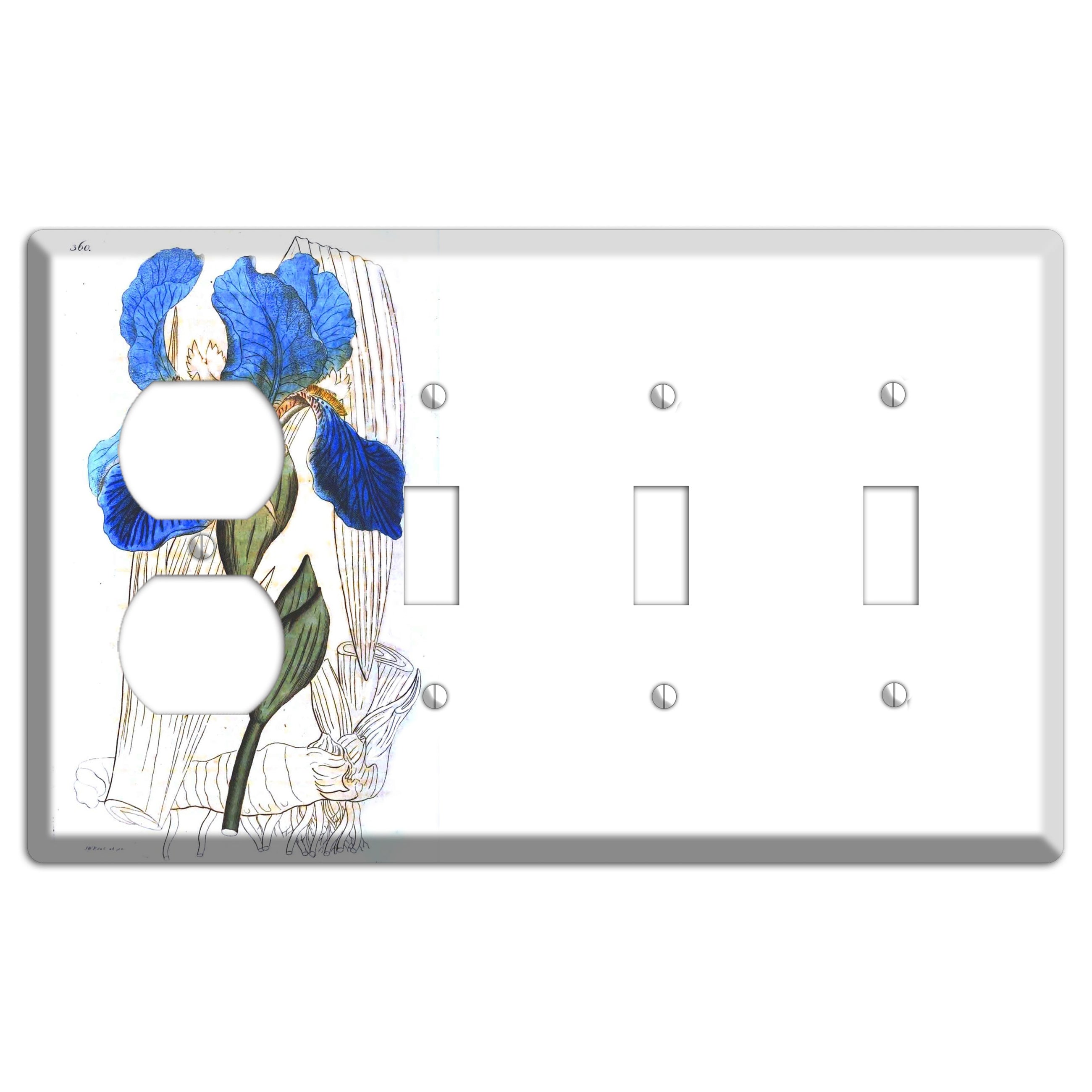 Blue Iris Duplex / 3 Toggle Wallplate