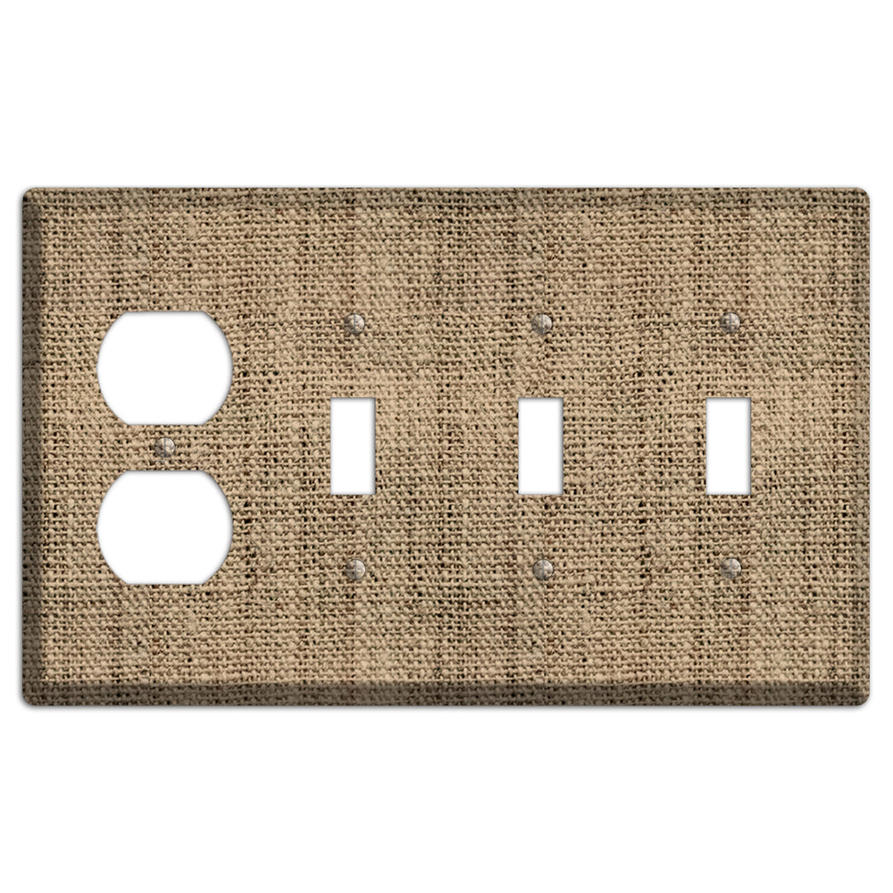 Donkey Brown Burlap Duplex / 3 Toggle Wallplate