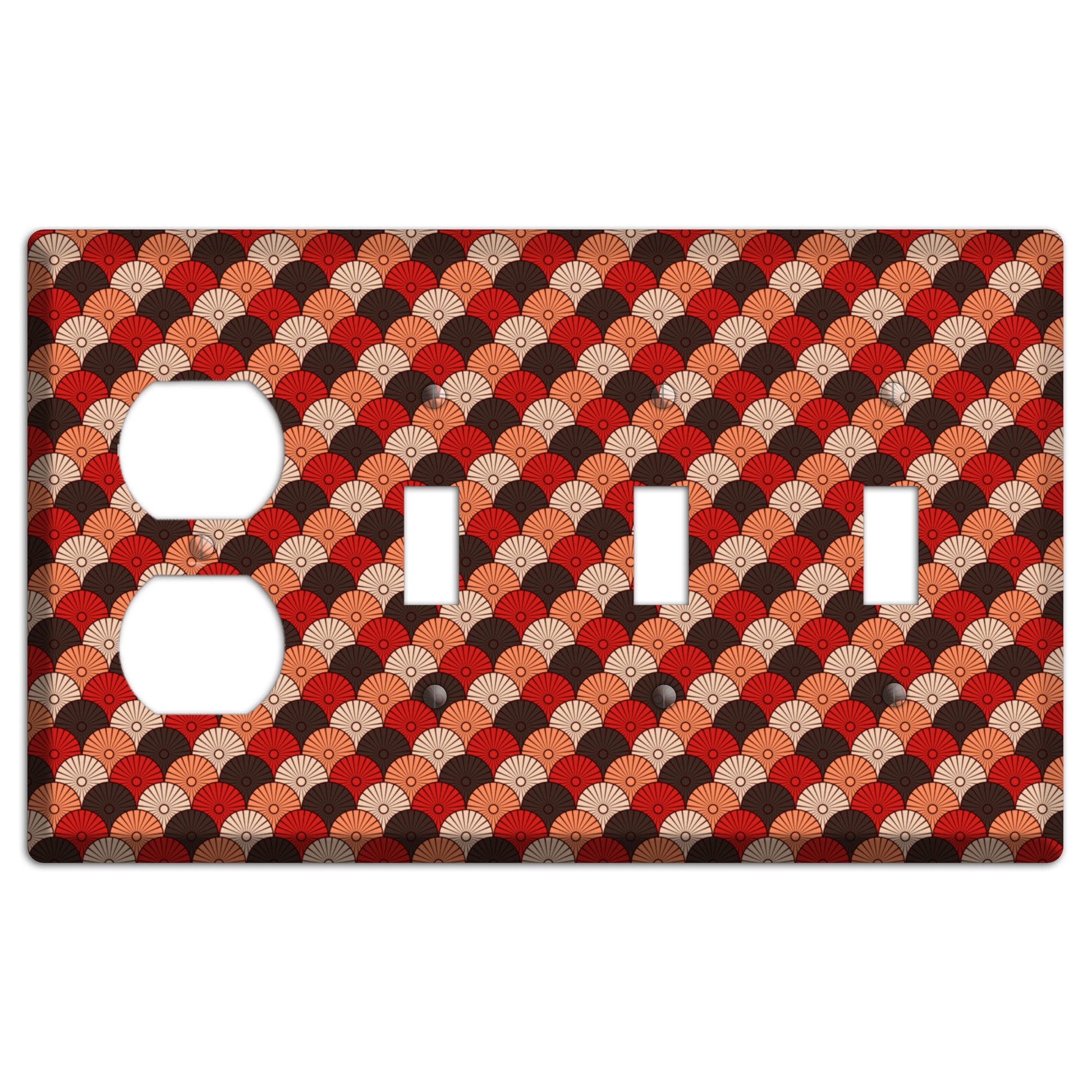 Asian Scallops Duplex / 3 Toggle Wallplate