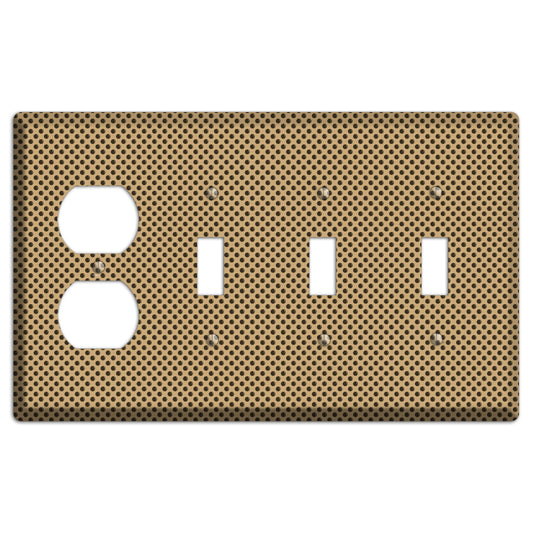 Beige with Brown Polka Dots Duplex / 3 Toggle Wallplate