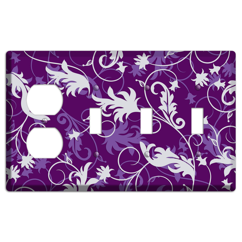 Purple Victorian Duplex / 3 Toggle Wallplate