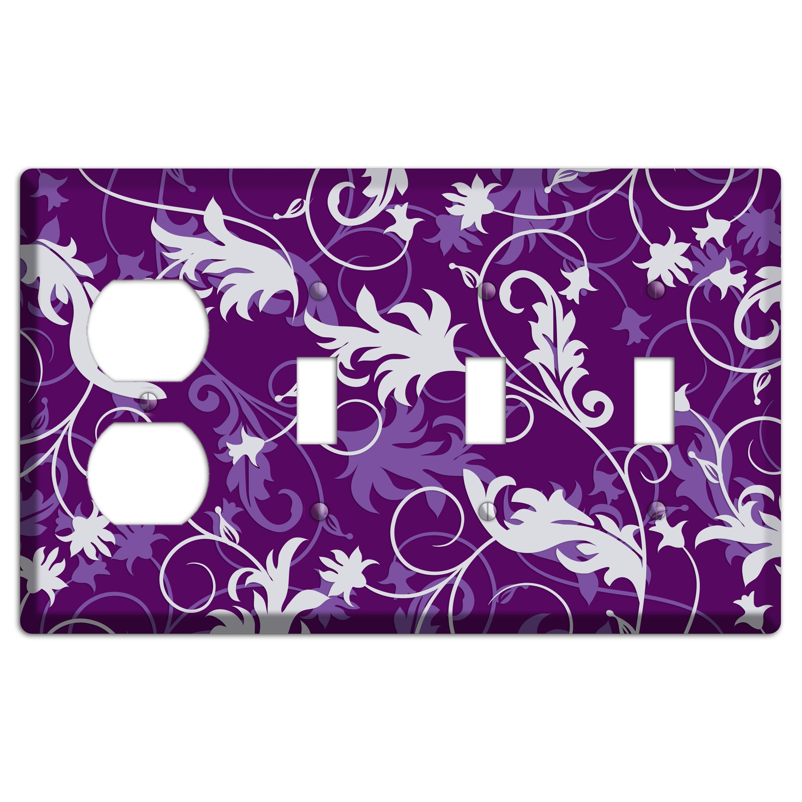 Purple Victorian Duplex / 3 Toggle Wallplate