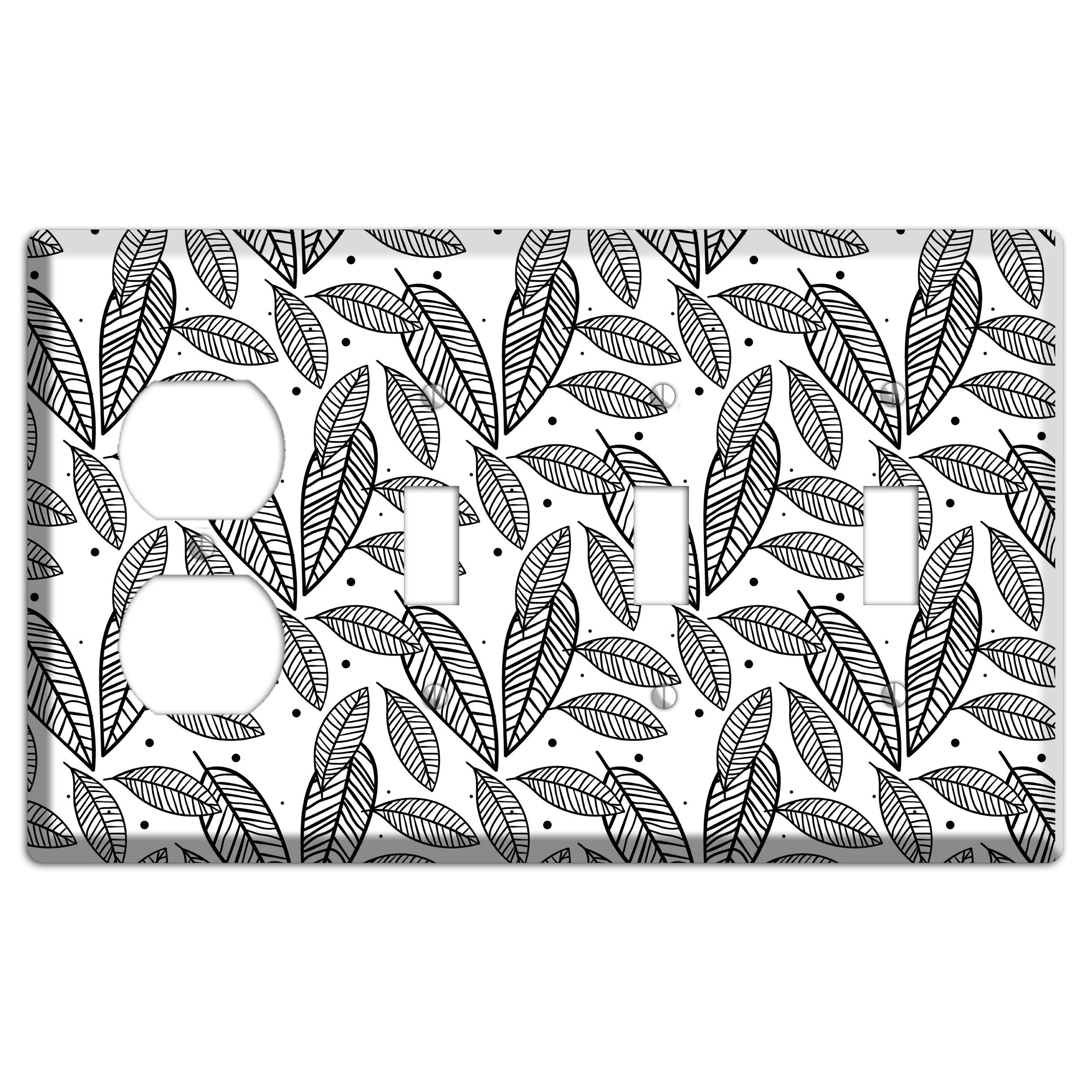 Leaves Style H Duplex / 3 Toggle Wallplate