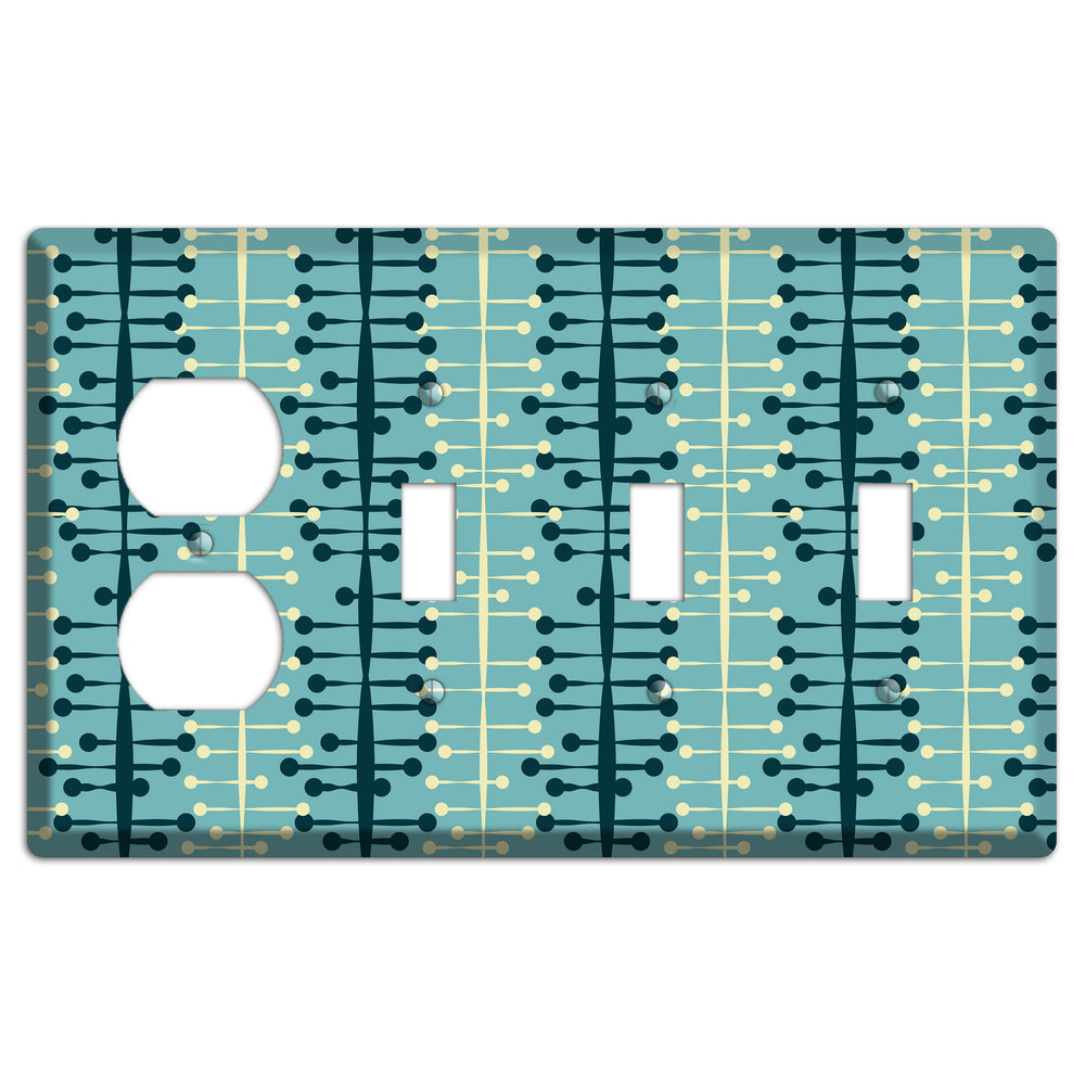 Mid Century Twist Duplex / 3 Toggle Wallplate