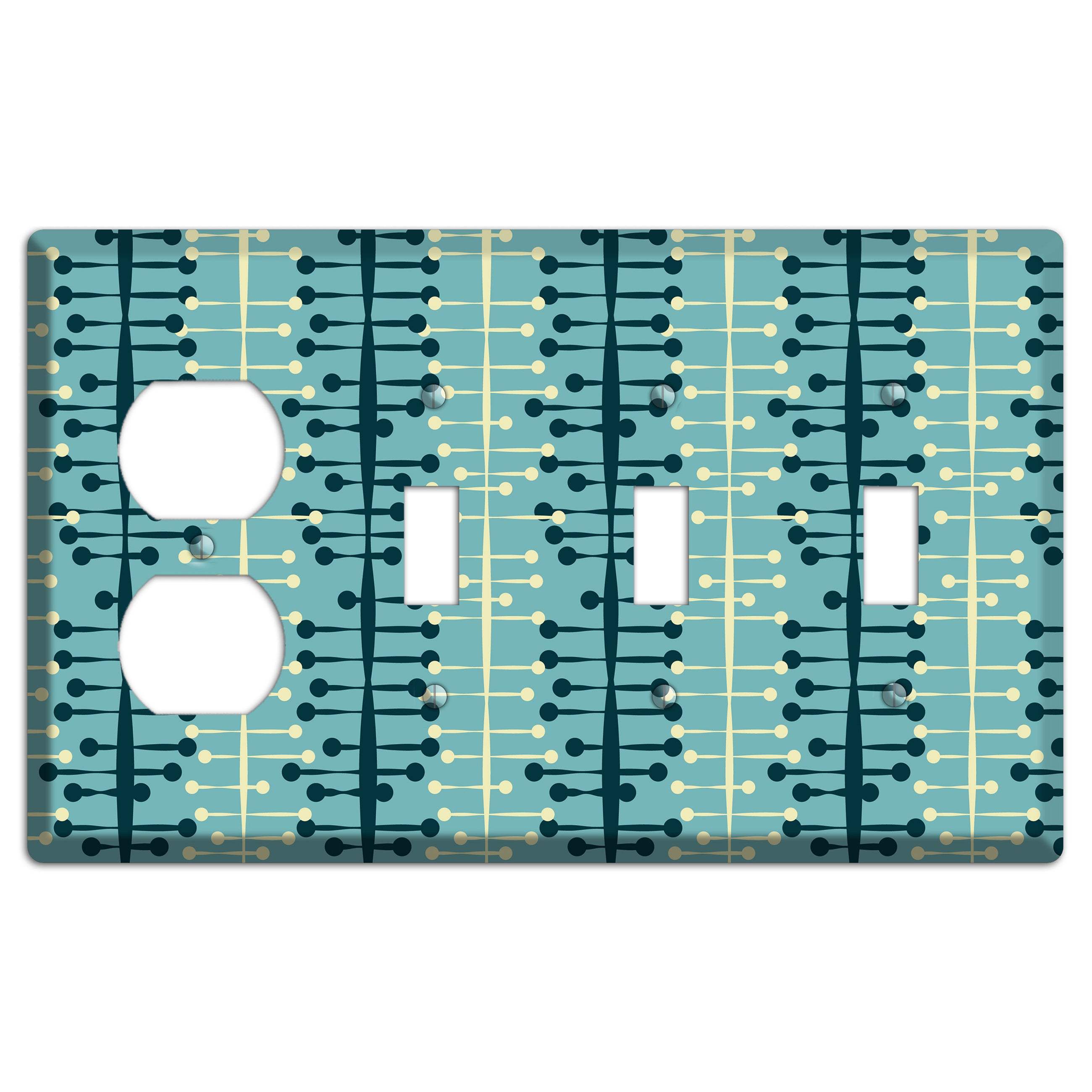 Mid Century Twist Duplex / 3 Toggle Wallplate