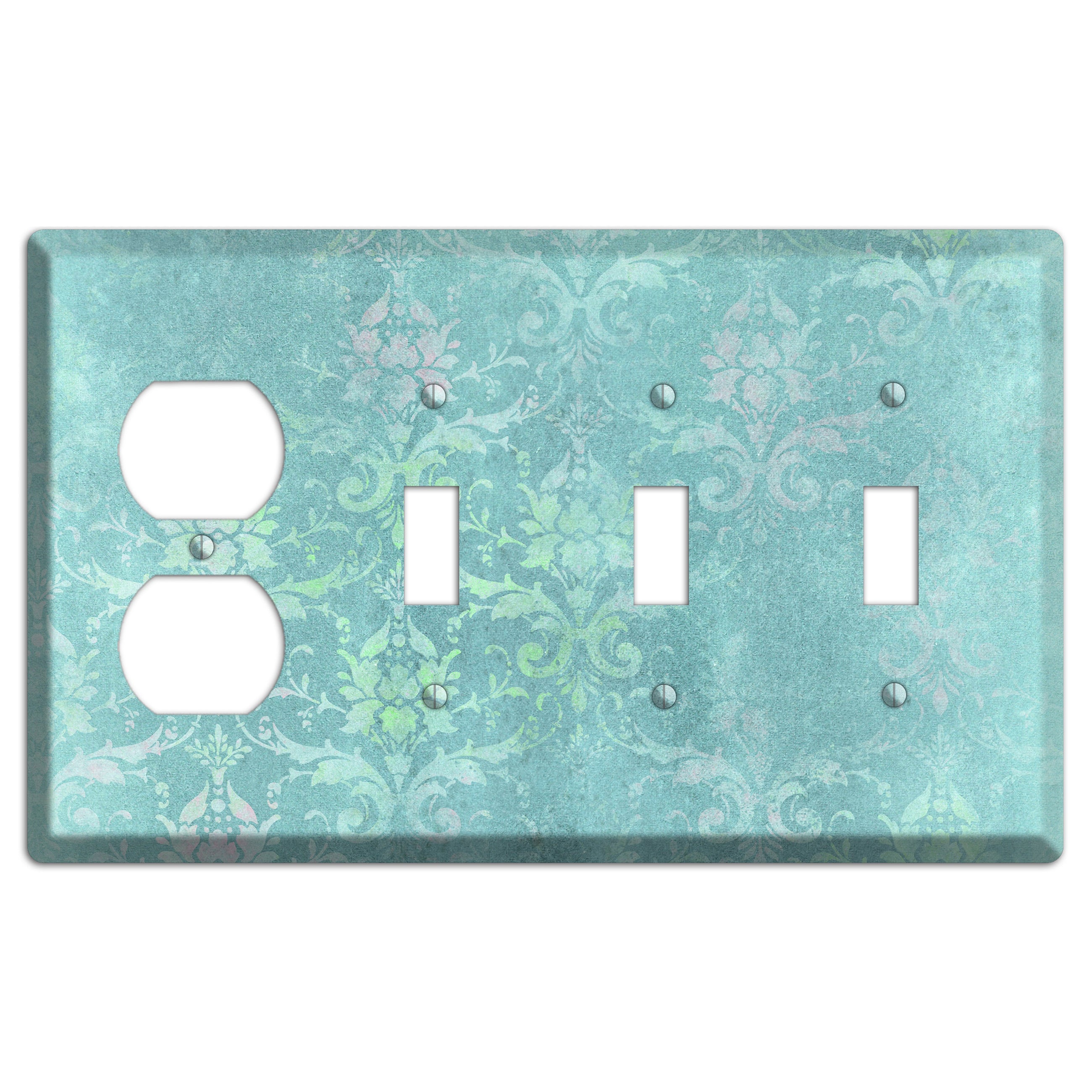 Logan Whimsical Damask Duplex / 3 Toggle Wallplate