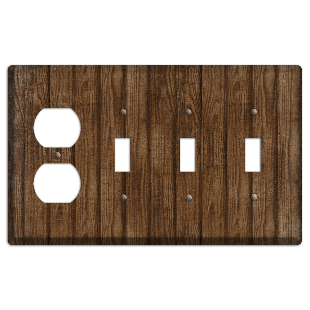Spice Weathered Wood Duplex / 3 Toggle Wallplate