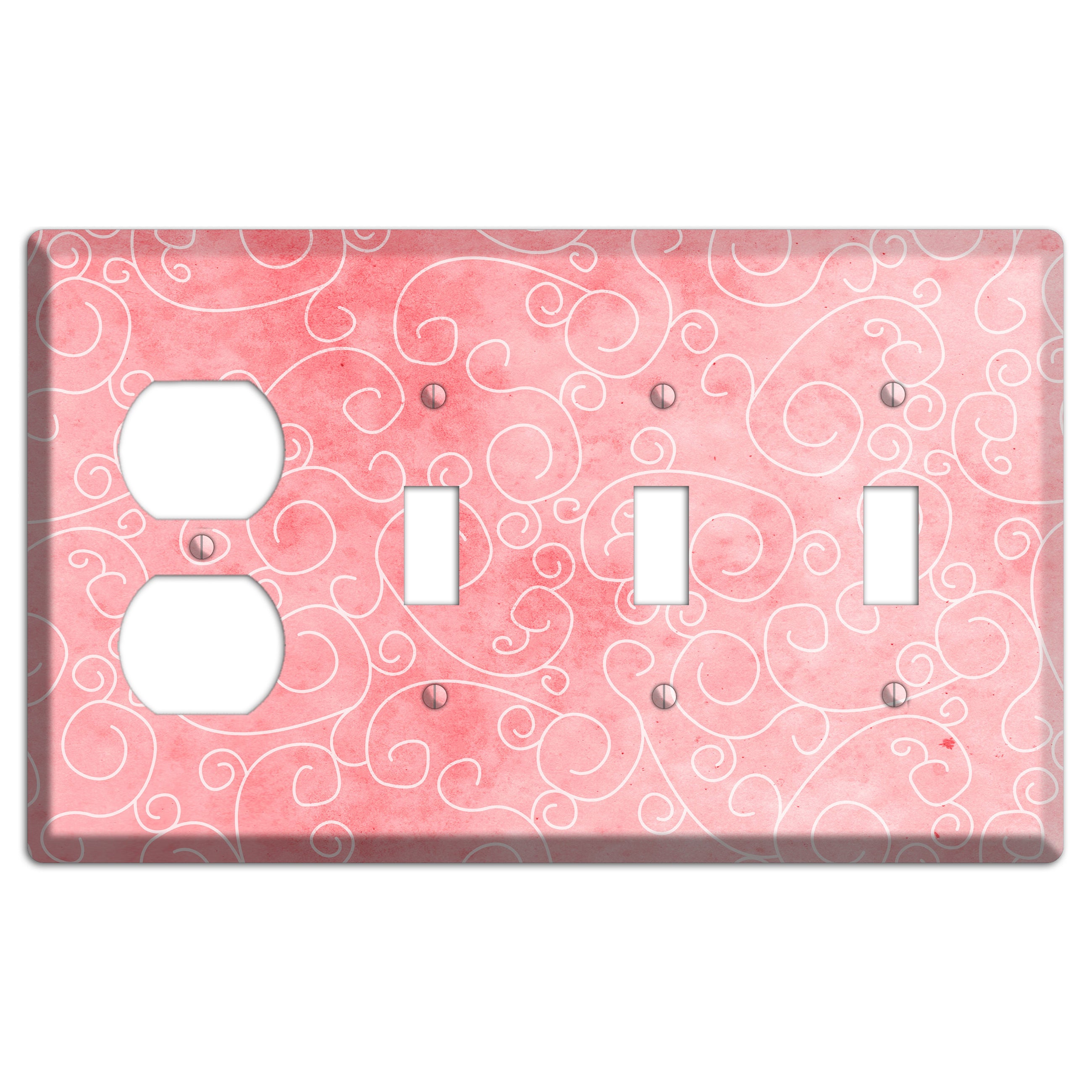 Azalea Soft Coral Duplex / 3 Toggle Wallplate