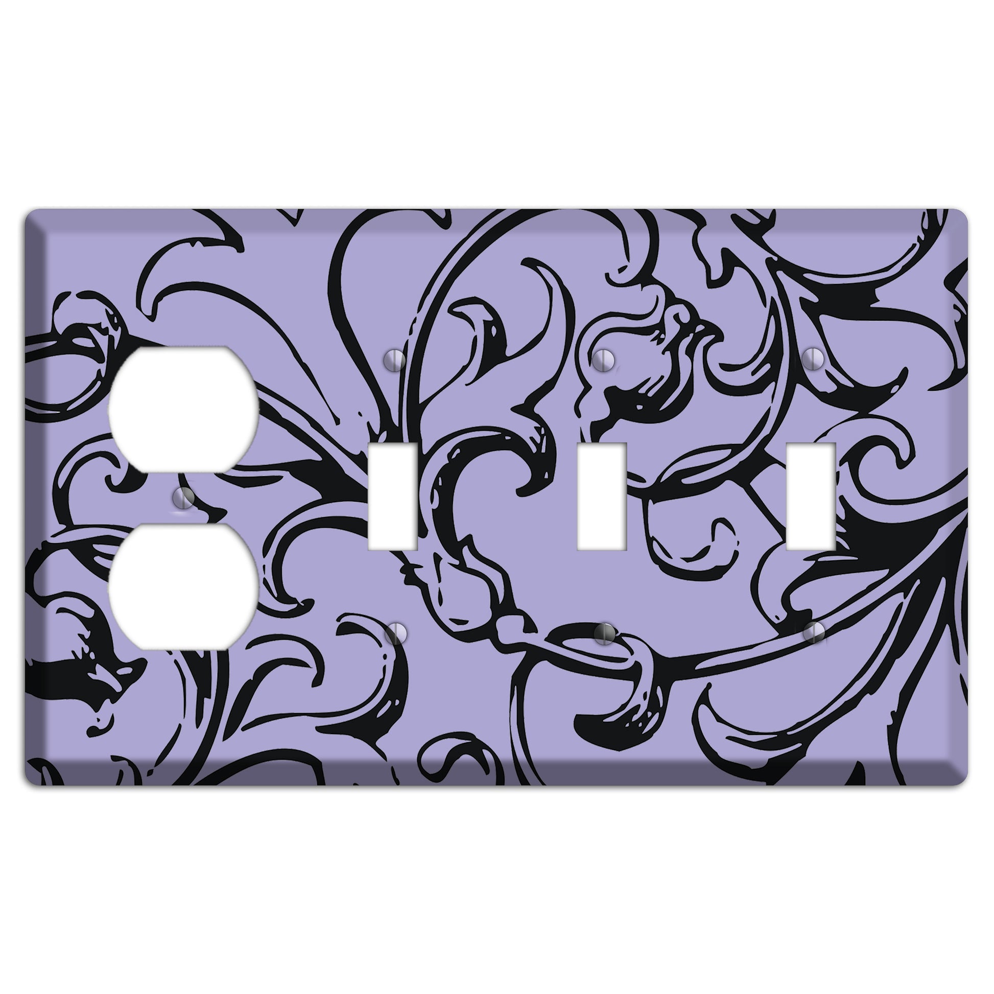 Victorian Lilac Duplex / 3 Toggle Wallplate
