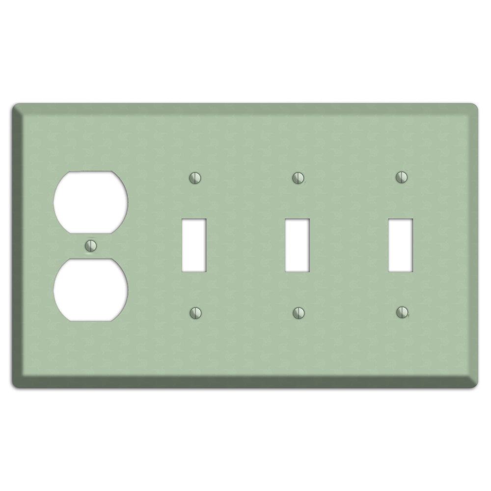 Sage Tiny Cartouche Duplex / 3 Toggle Wallplate