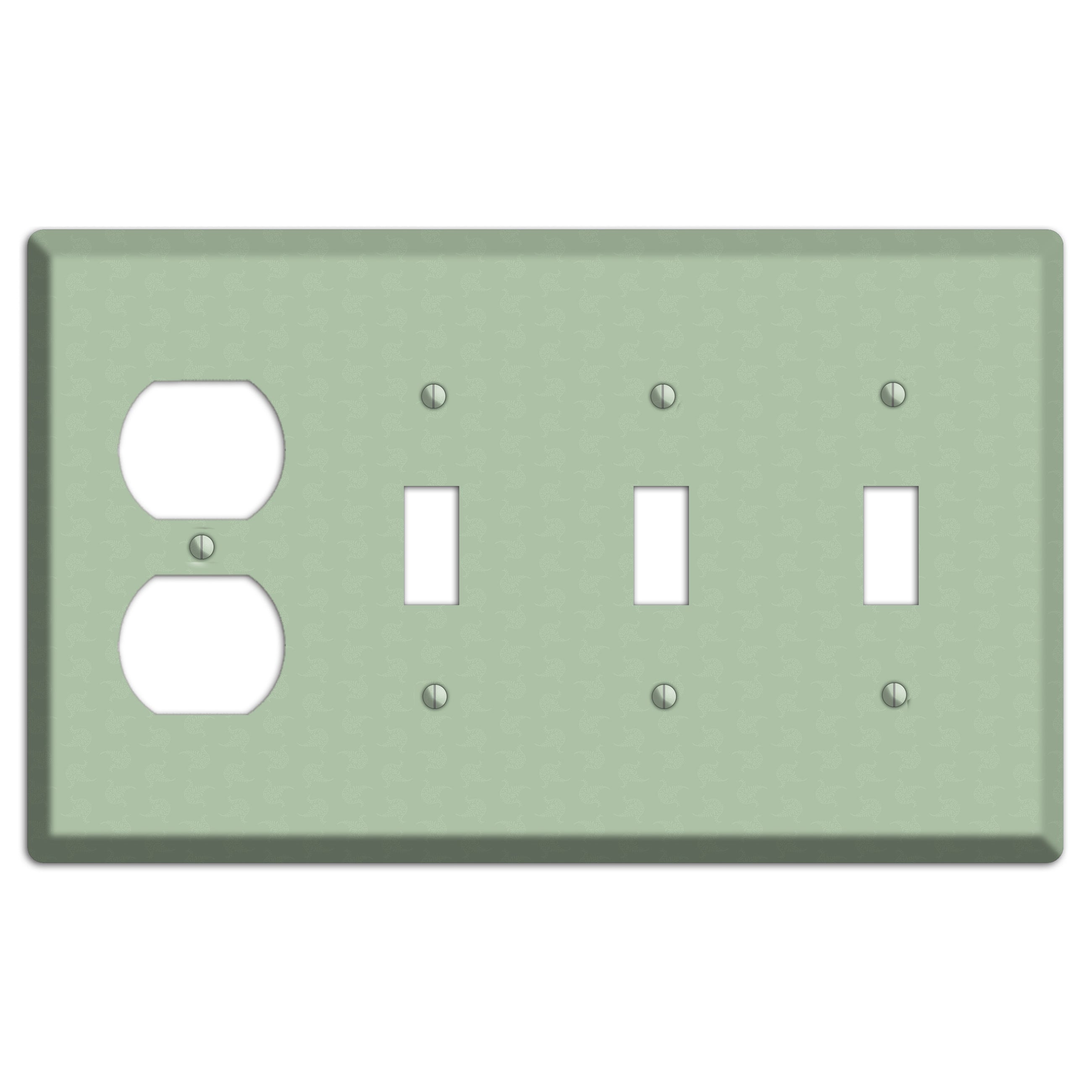 Sage Tiny Cartouche Duplex / 3 Toggle Wallplate