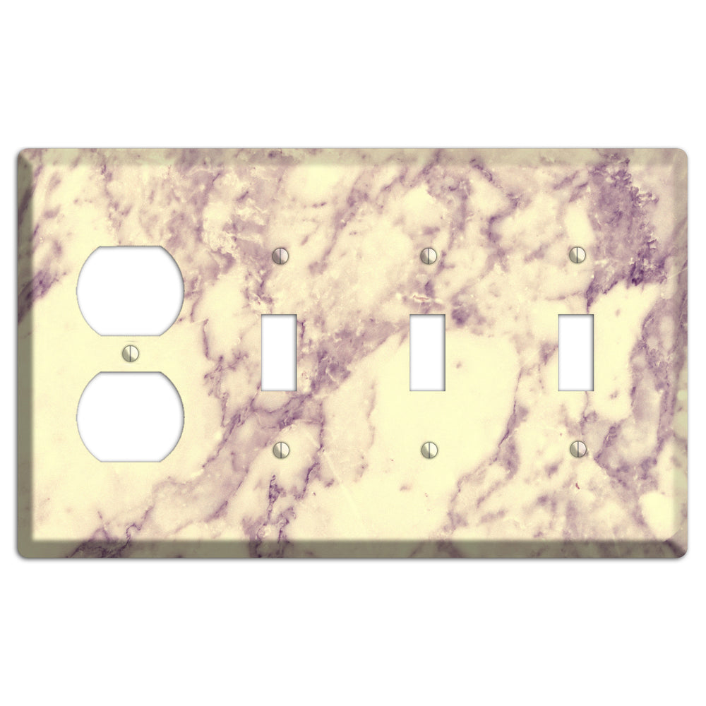 Champagne Marble Duplex / 3 Toggle Wallplate