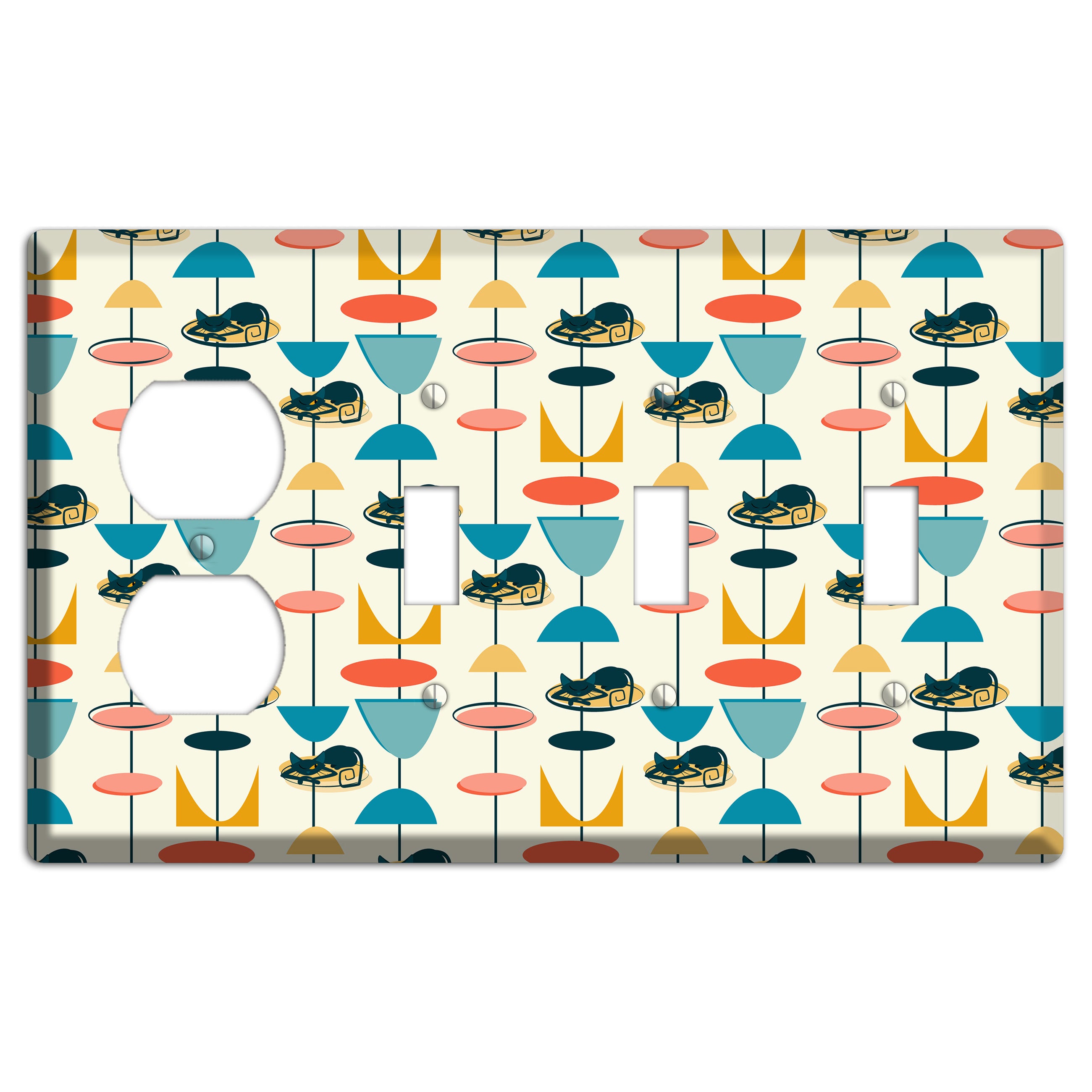 Sleeping Kitties Duplex / 3 Toggle Wallplate
