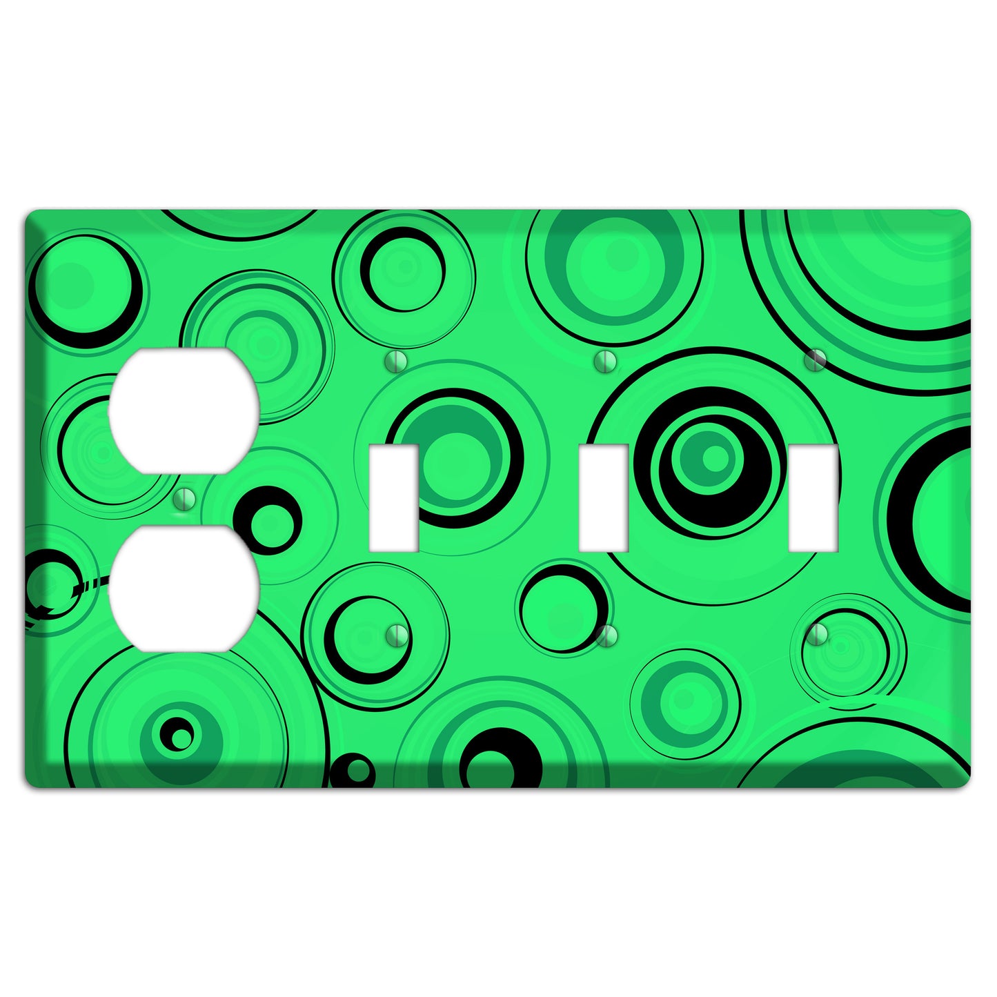 Bright Green Circles Duplex / 3 Toggle Wallplate