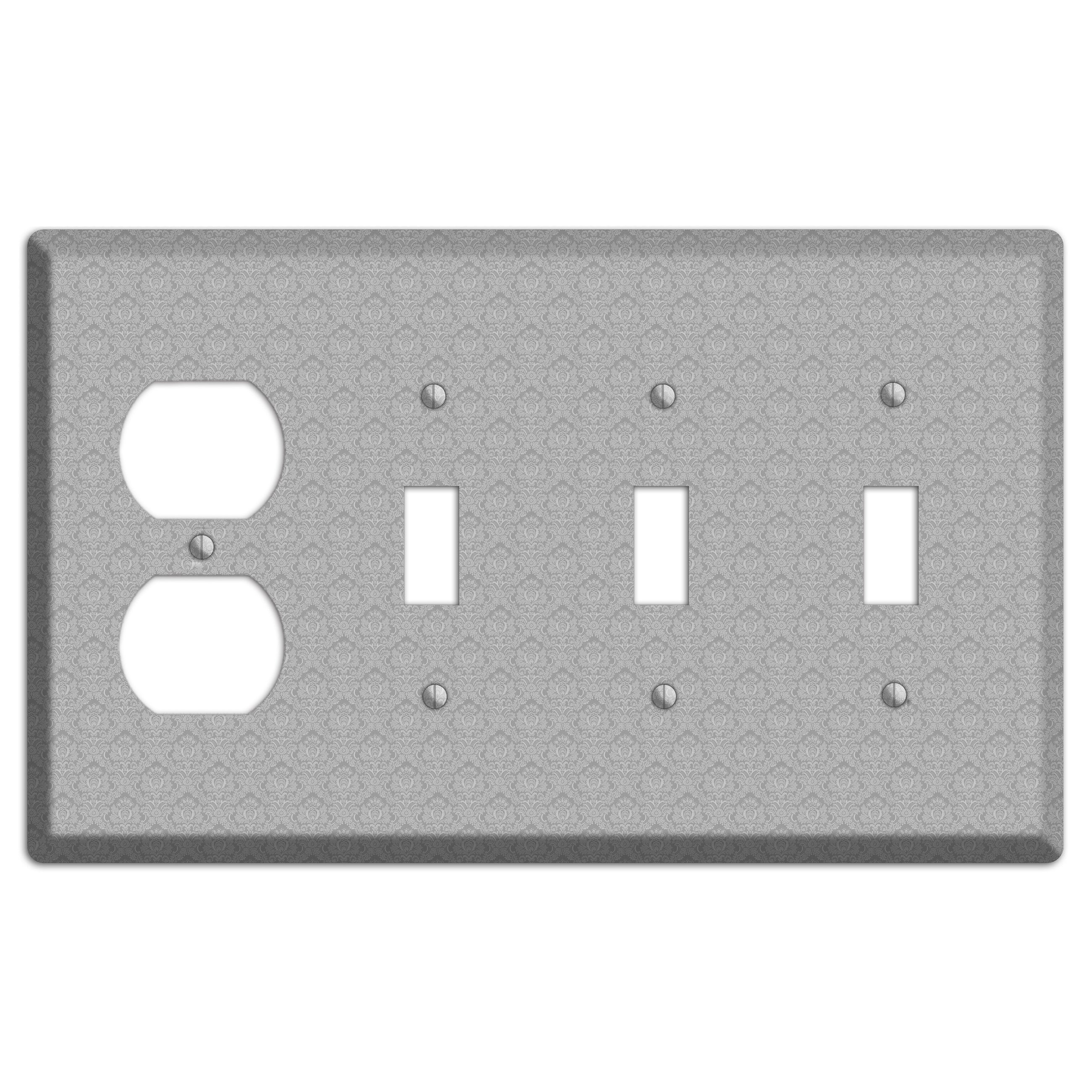 Light Grey Cartouche Duplex / 3 Toggle Wallplate