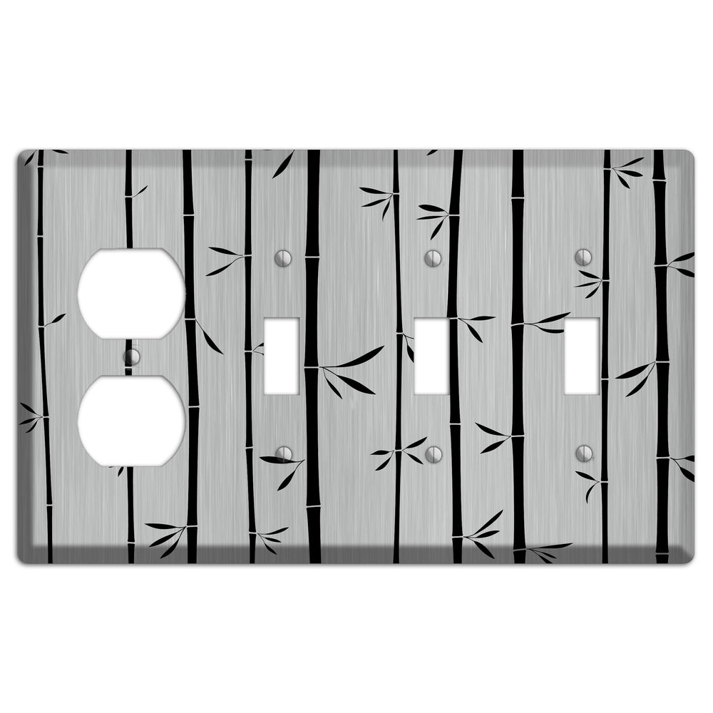 Bamboo Stainless Steel Duplex / 3 Toggle Wallplate
