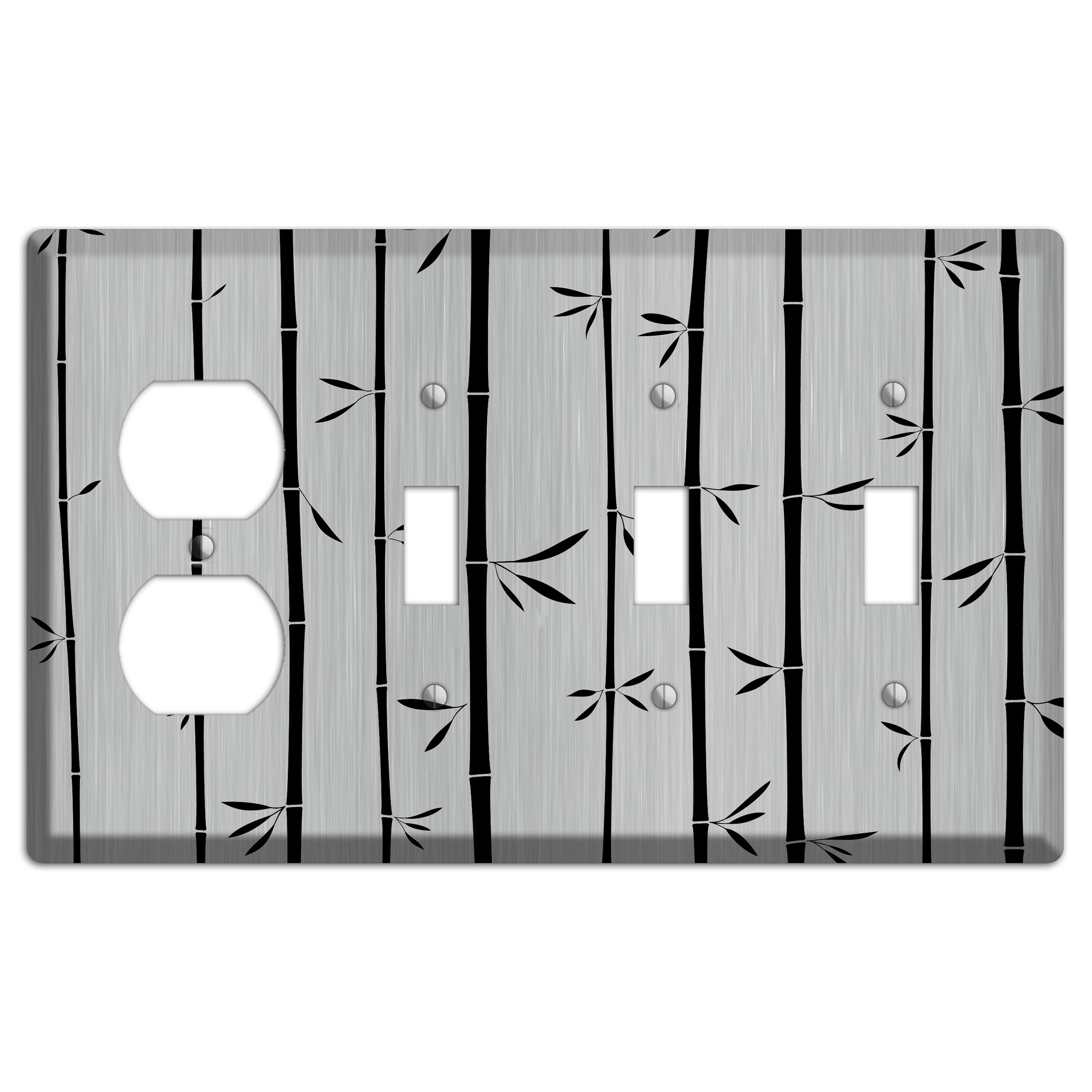 Bamboo  Stainless Duplex / 3 Toggle Wallplate