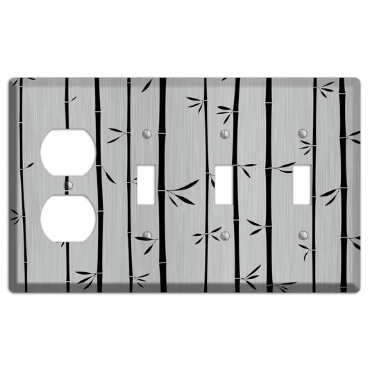 Bamboo  Stainless Duplex / 3 Toggle Wallplate