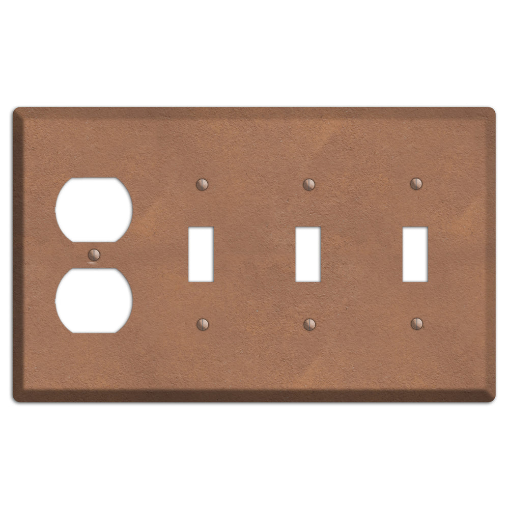 Stucoo Brown Duplex / 3 Toggle Wallplate