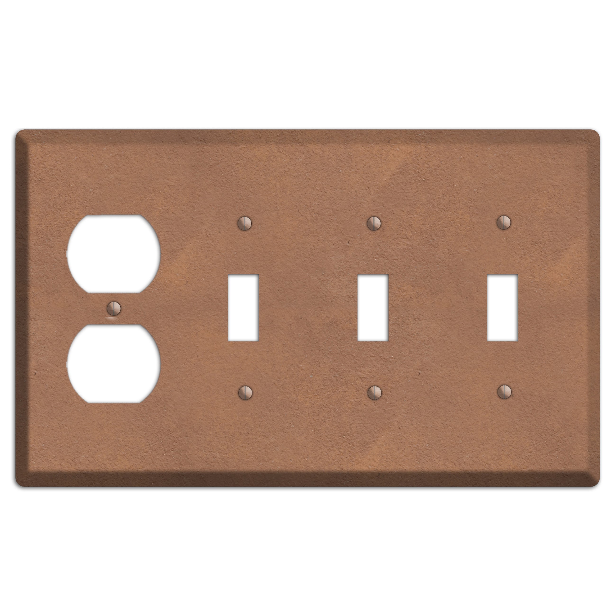 Stucoo Brown Duplex / 3 Toggle Wallplate